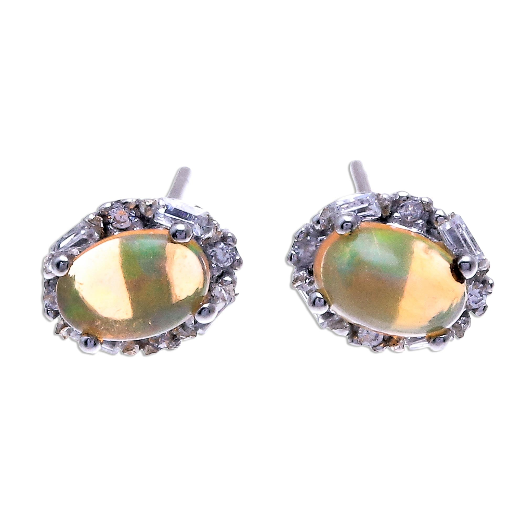 Premium Oval Opal Stud Earrings - Handcrafted in Thailand