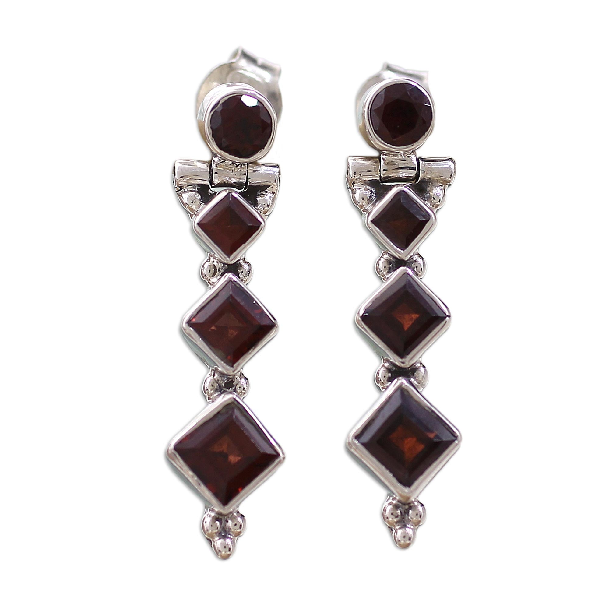 Premium Handcrafted Sterling Silver Garnet Earrings - Ravishing Red Elegance