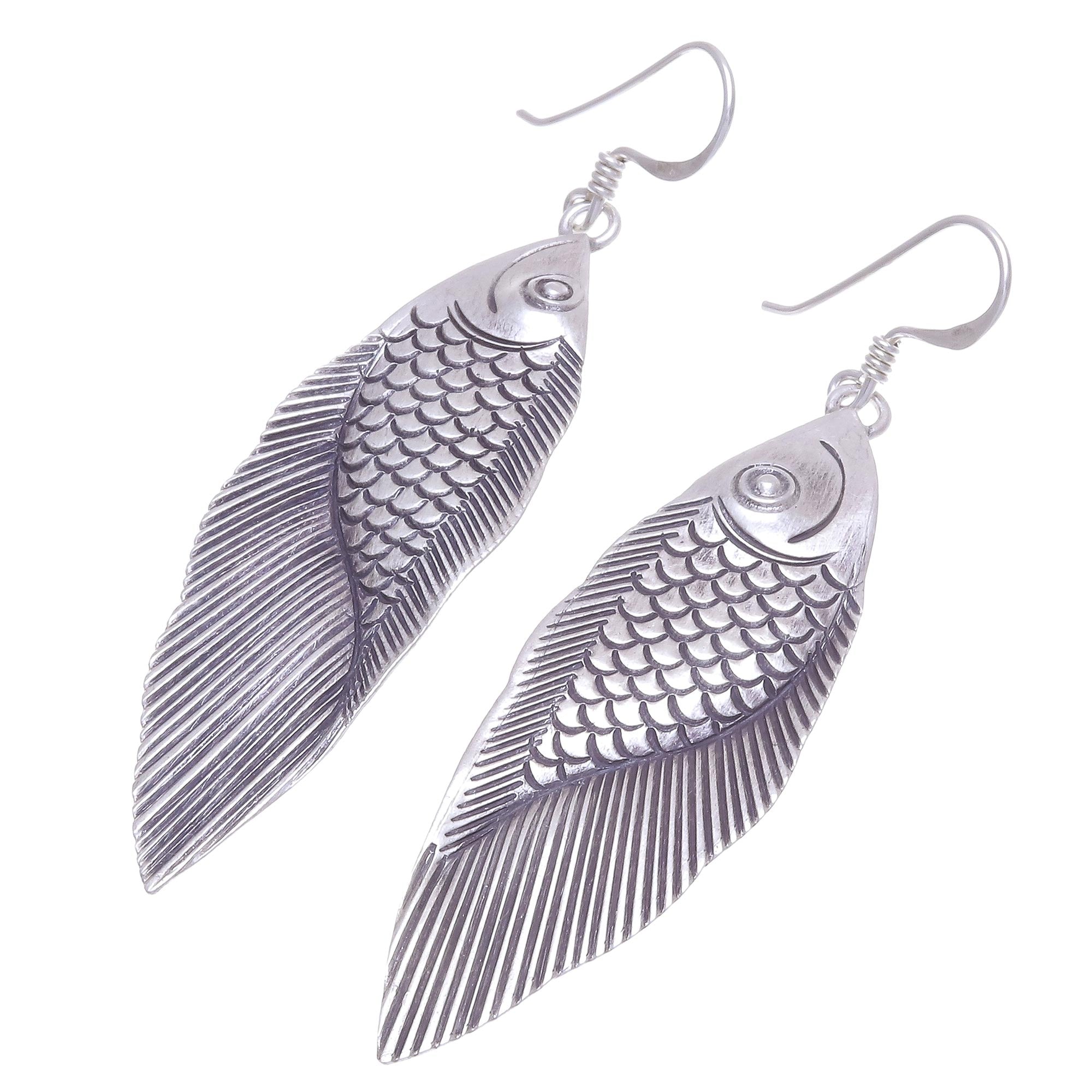 Premium Karen Hill Tribe Silver Fish Earrings – Handcrafted Elegance