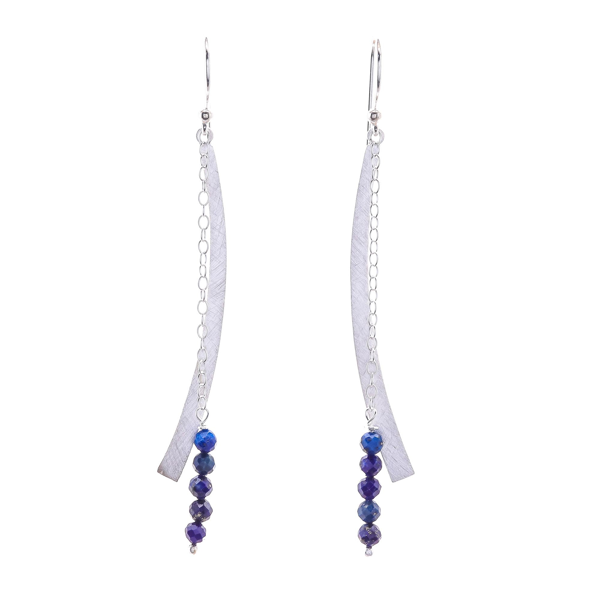 Premium Modern Lapis Lazuli Dangle Earrings - Handcrafted in Thailand