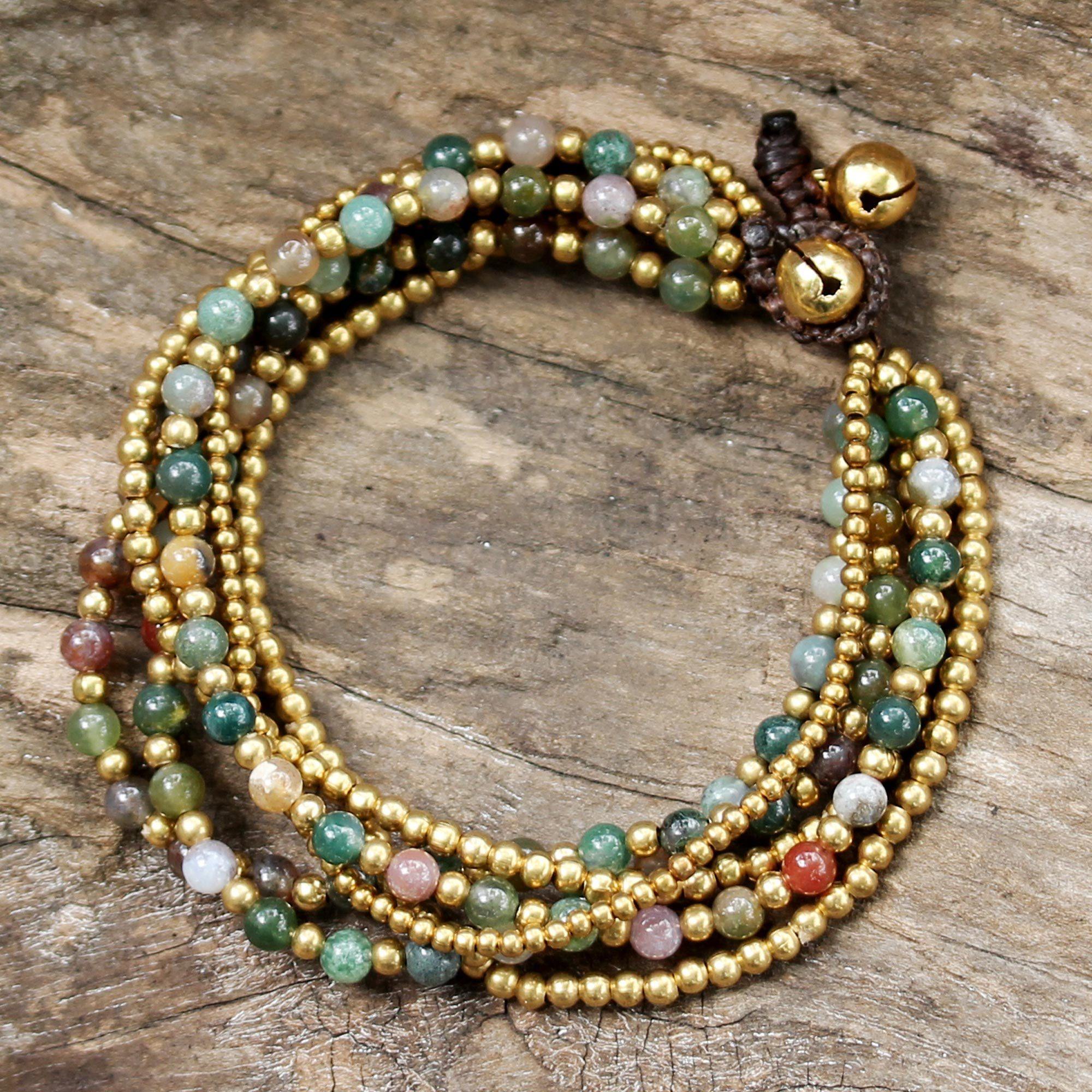 Premium Jasper Brass Multi-Strand Beaded Bracelet - Handmade Fair Trade Jewelry