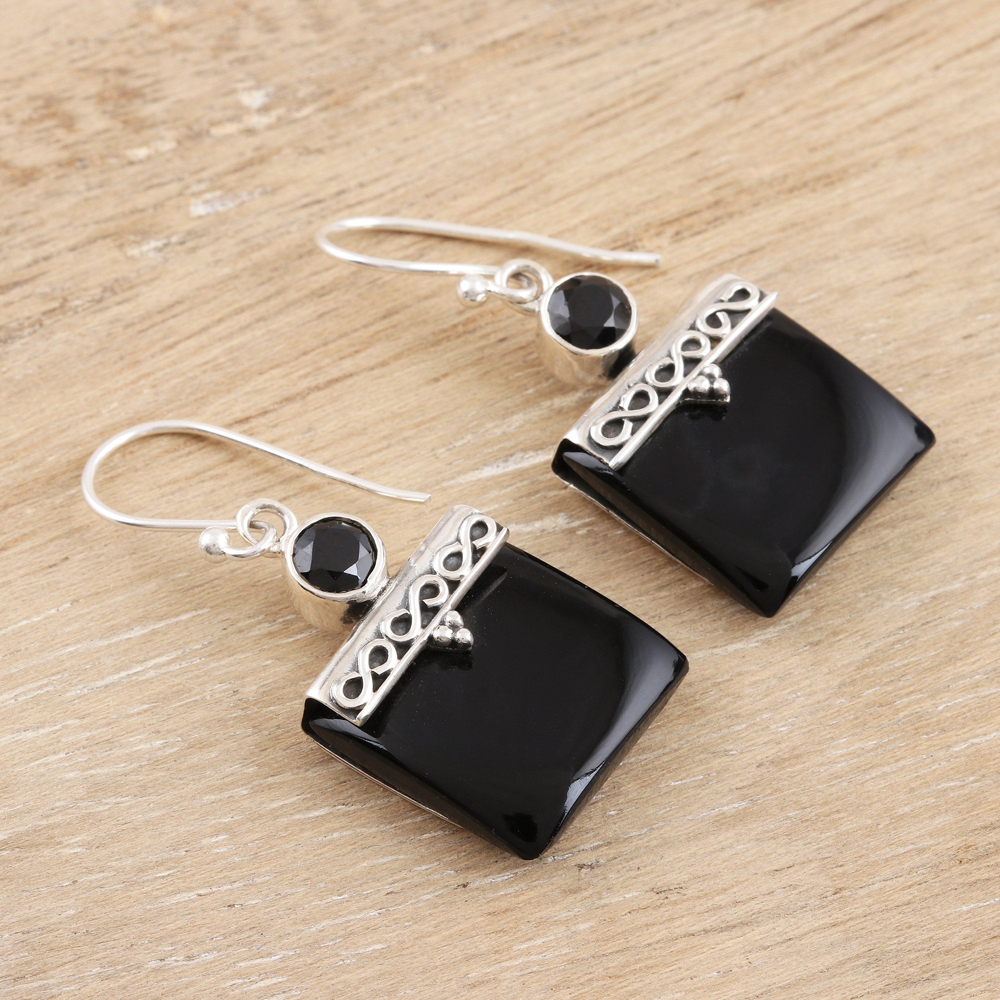 Premium Black Onyx & Sterling Silver Dangle Earrings - Ultimate Elegance