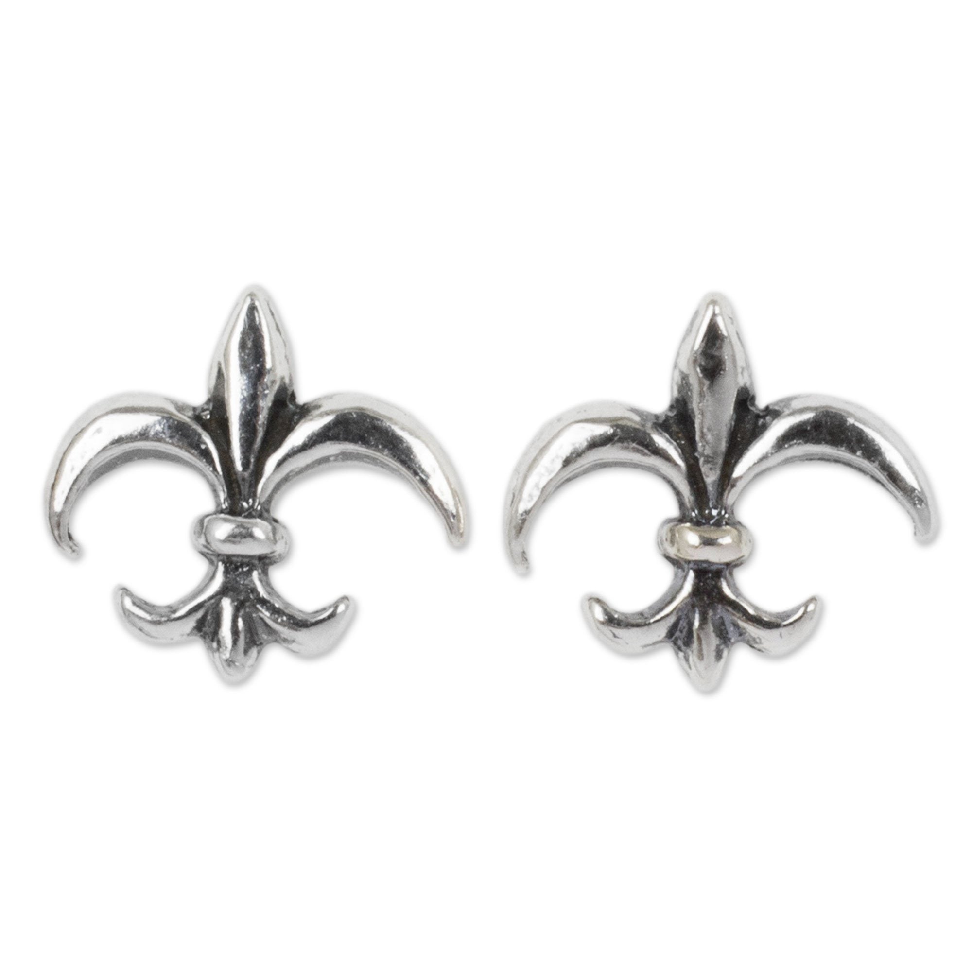 Premium Silver 'Fleur-de-lis' Stud Earrings - Handmade Elegance