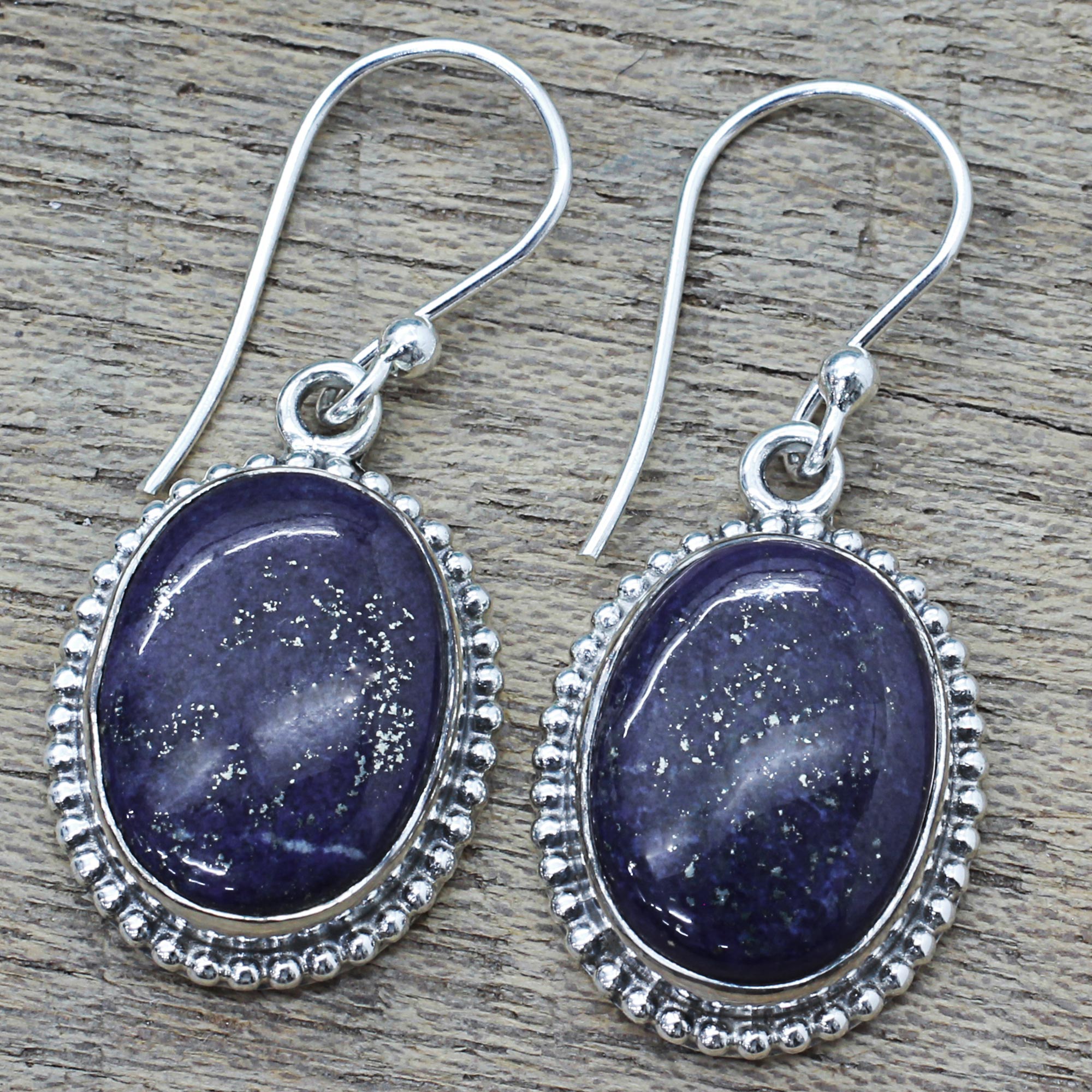 Premium Lapis Lazuli Dangle Earrings with Gold Accents | Handcrafted Elegance