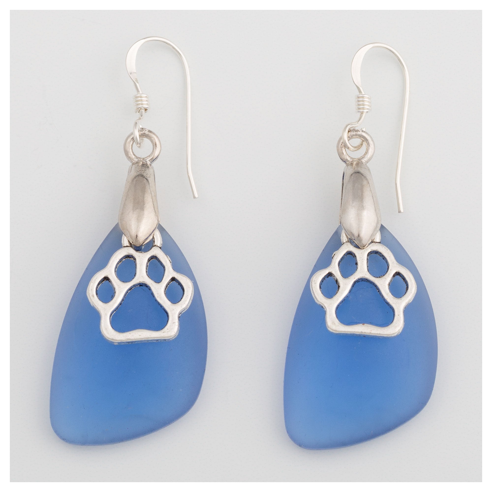 Premium Paw Print Sea Glass Earrings - Handcrafted in the U.S.A.