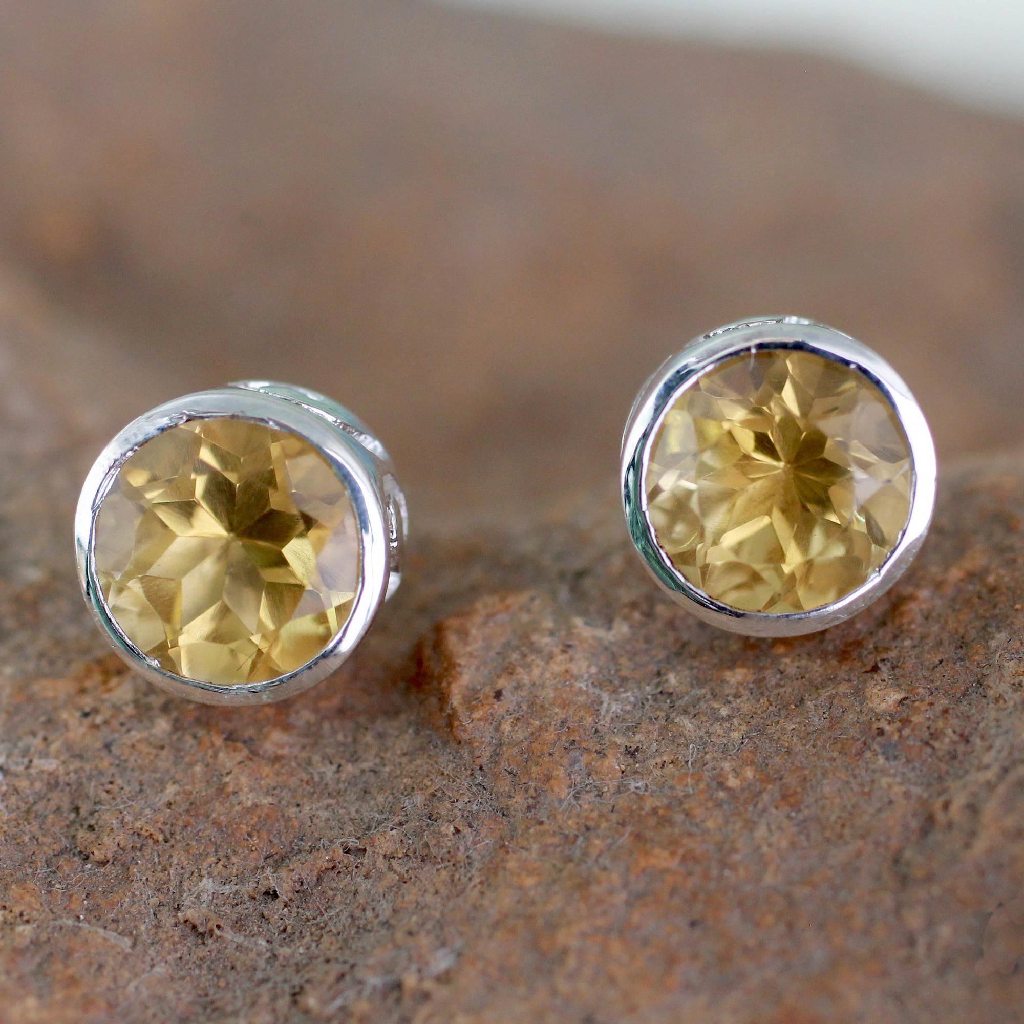 Premium Citrine Stud Earrings - Spark of Life Collection