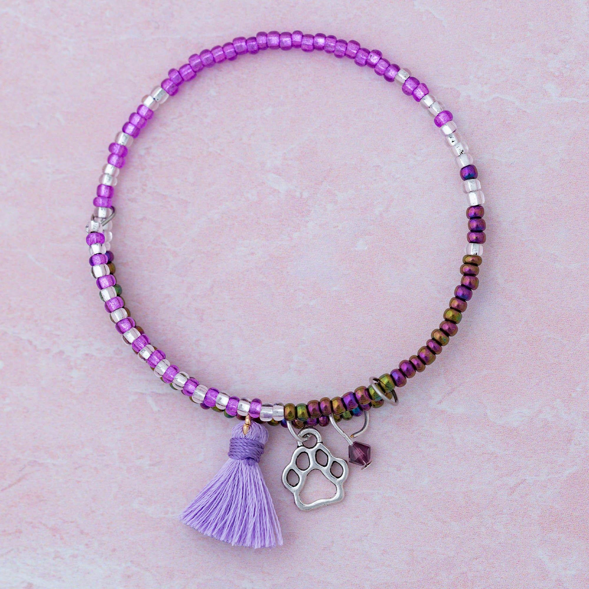 Premium Fair Trade Beaded Paw Print Bracelet - Adjustable & Handmade