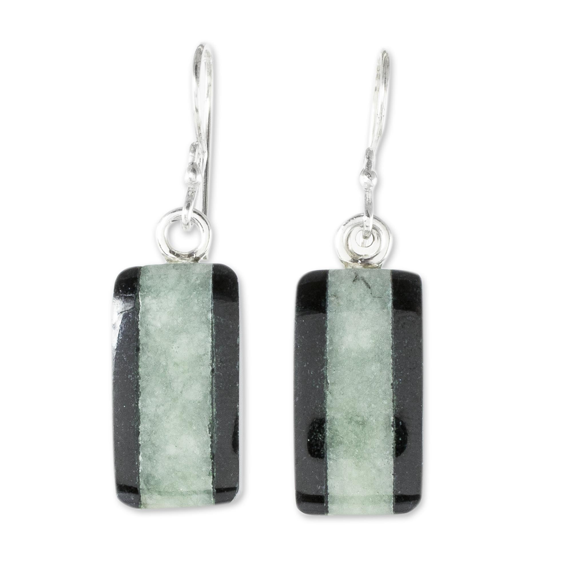 Premium Maya Legend Modern Jade Dangle Earrings - Handcrafted Sterling Silver