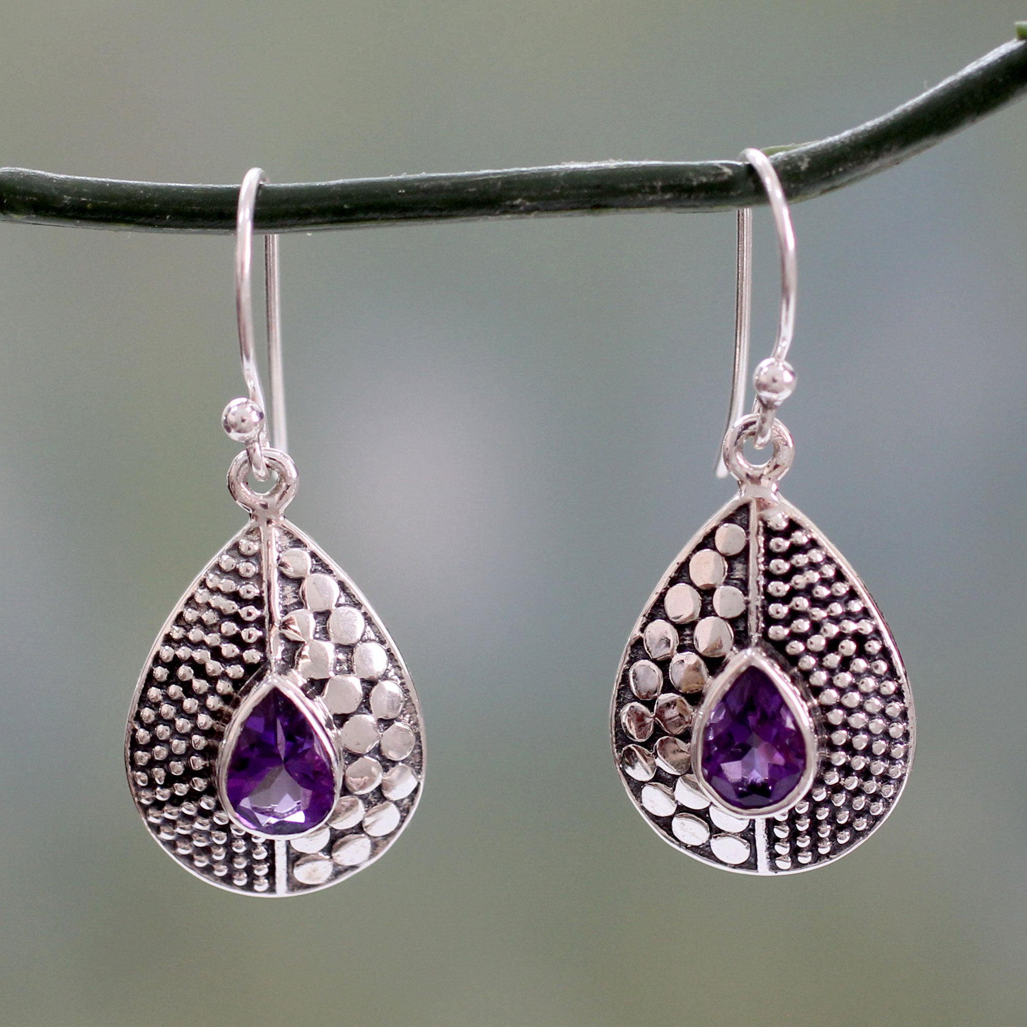 Premium Purple Fusion Amethyst Earrings - Sterling Silver Elegance