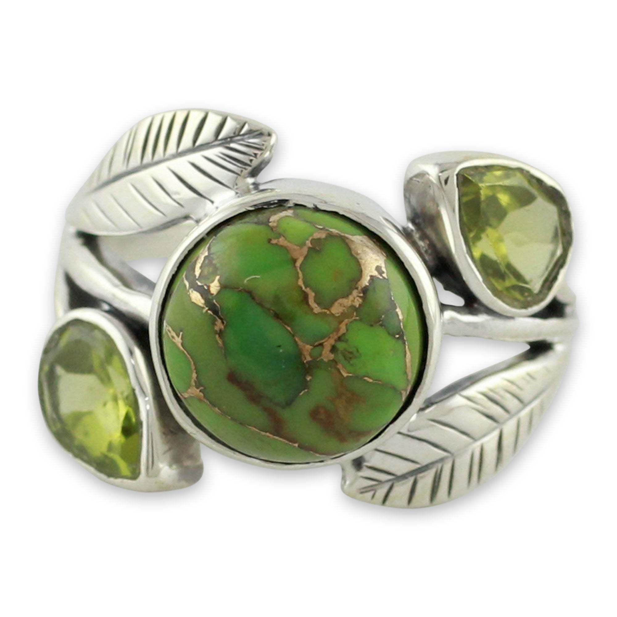 Premium Sterling Silver Green Ivy Cocktail Ring