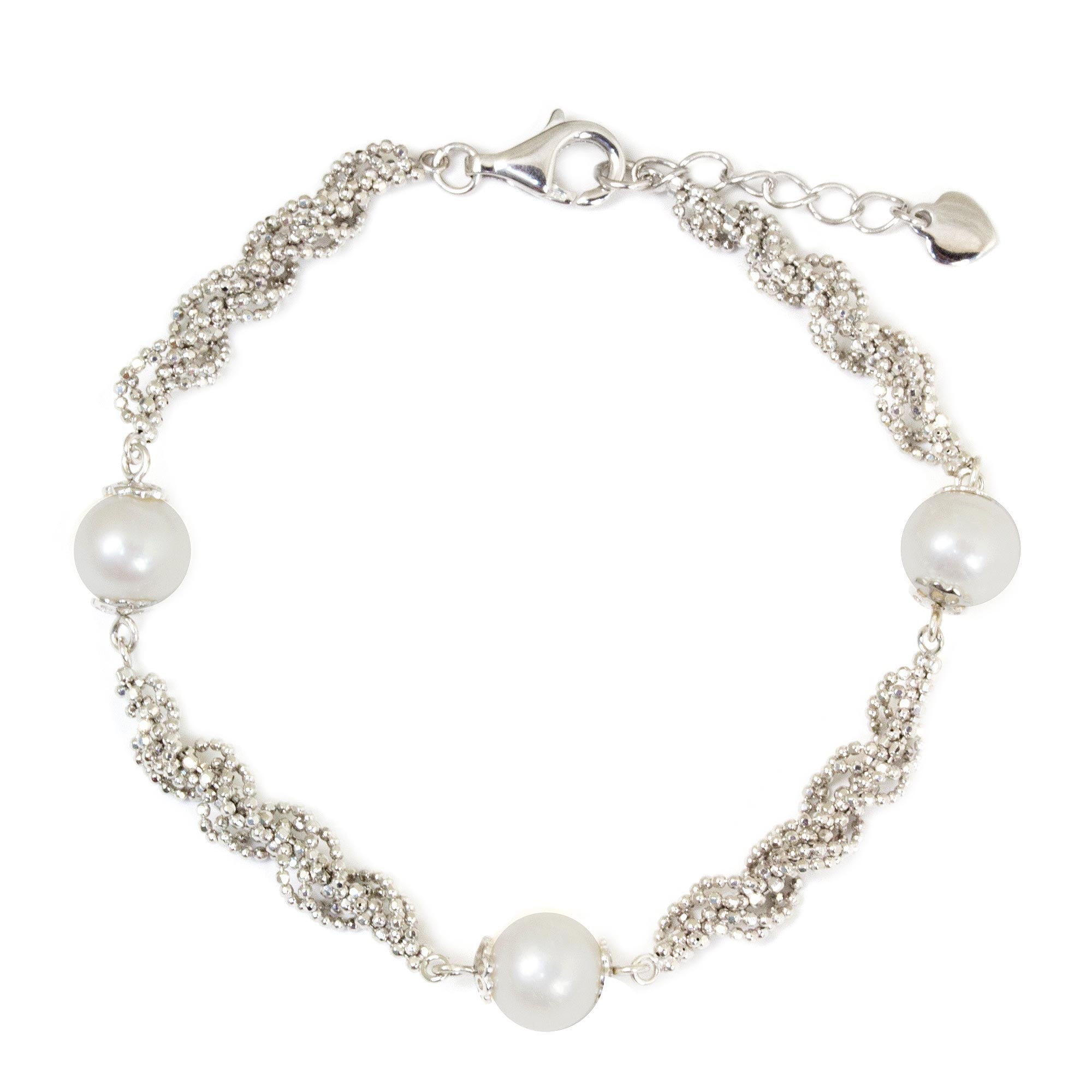 Premium White Jasmine Trio Bracelet – Cultured Pearls & Sterling Silver