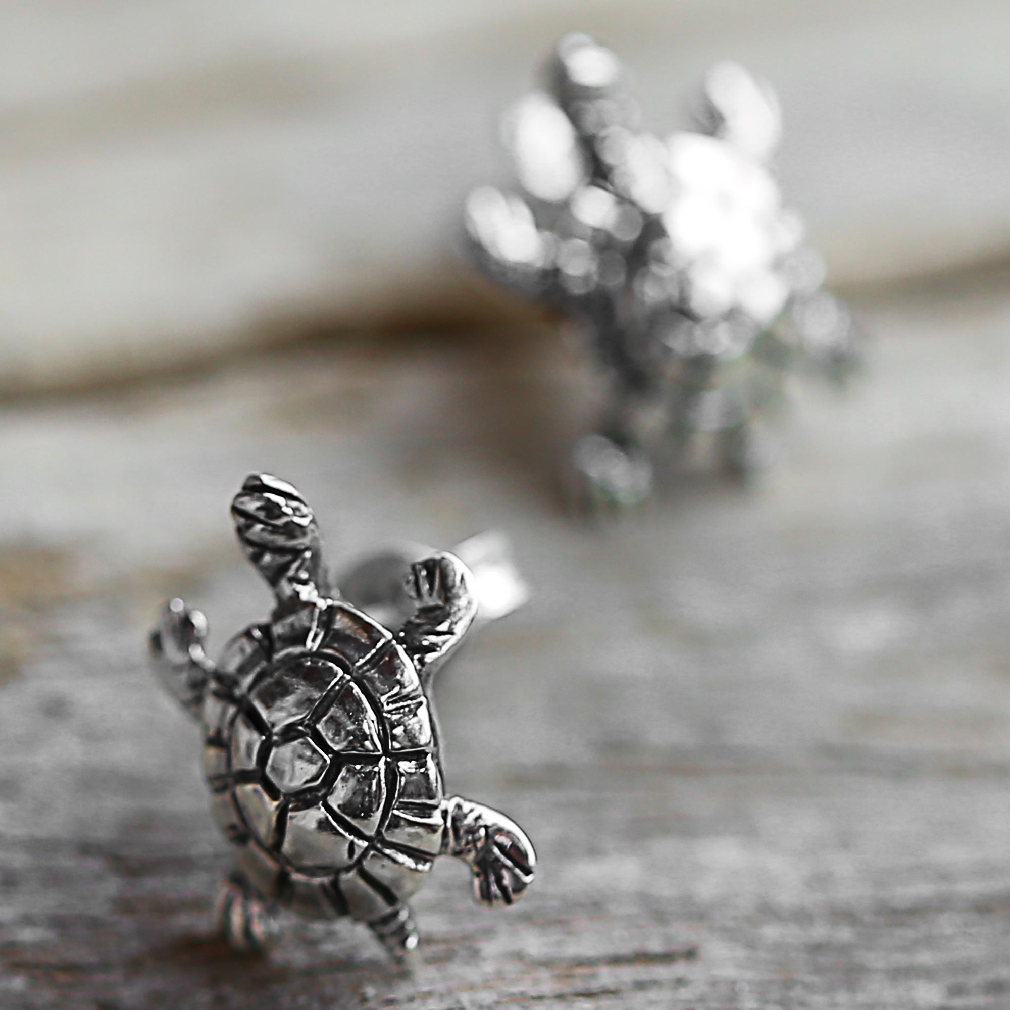 Premium Little Turtles Sterling Silver Earrings - Handmade in Thailand