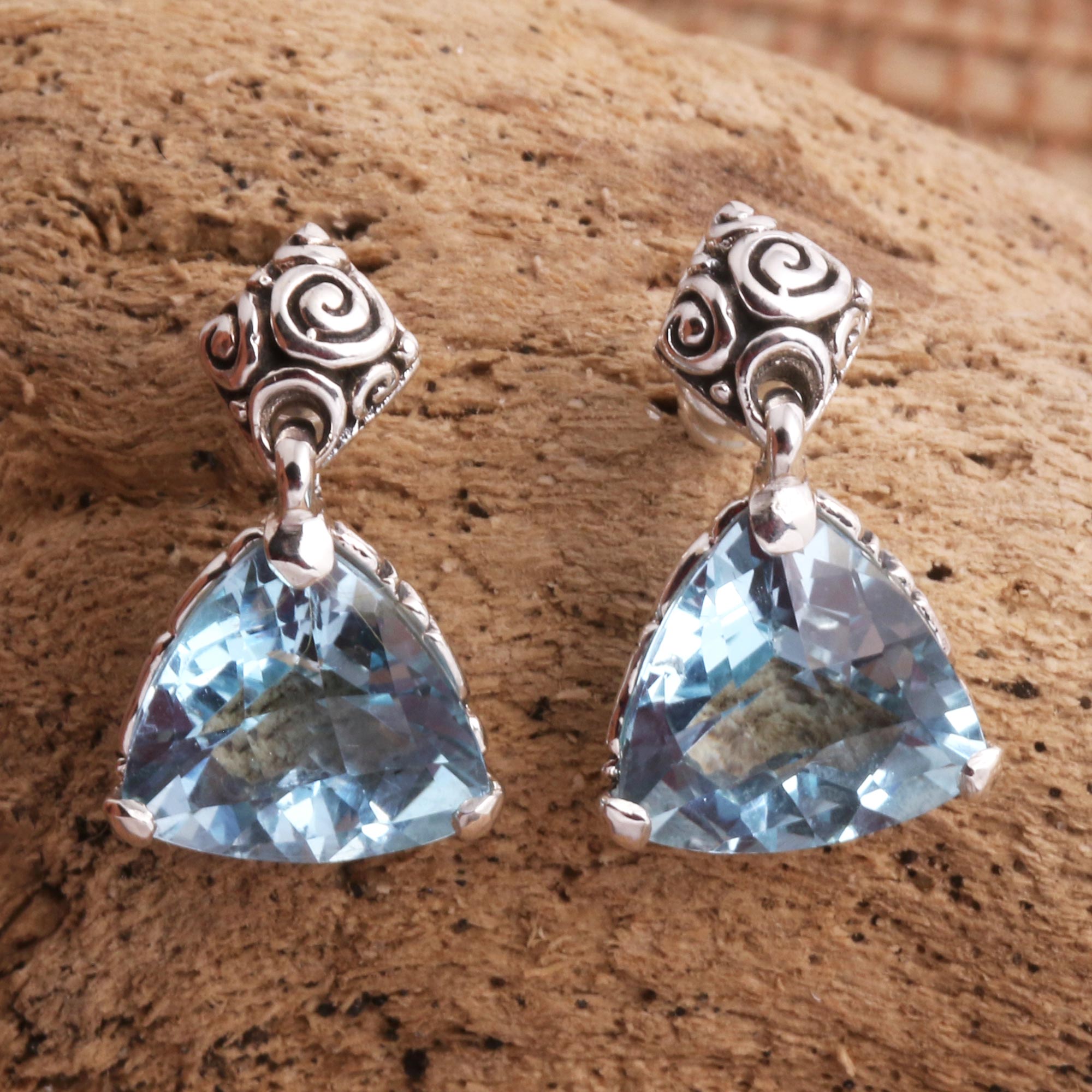 Premium Mystic Trinity Blue Topaz Sterling Silver Dangle Earrings - Upgrade Your Style