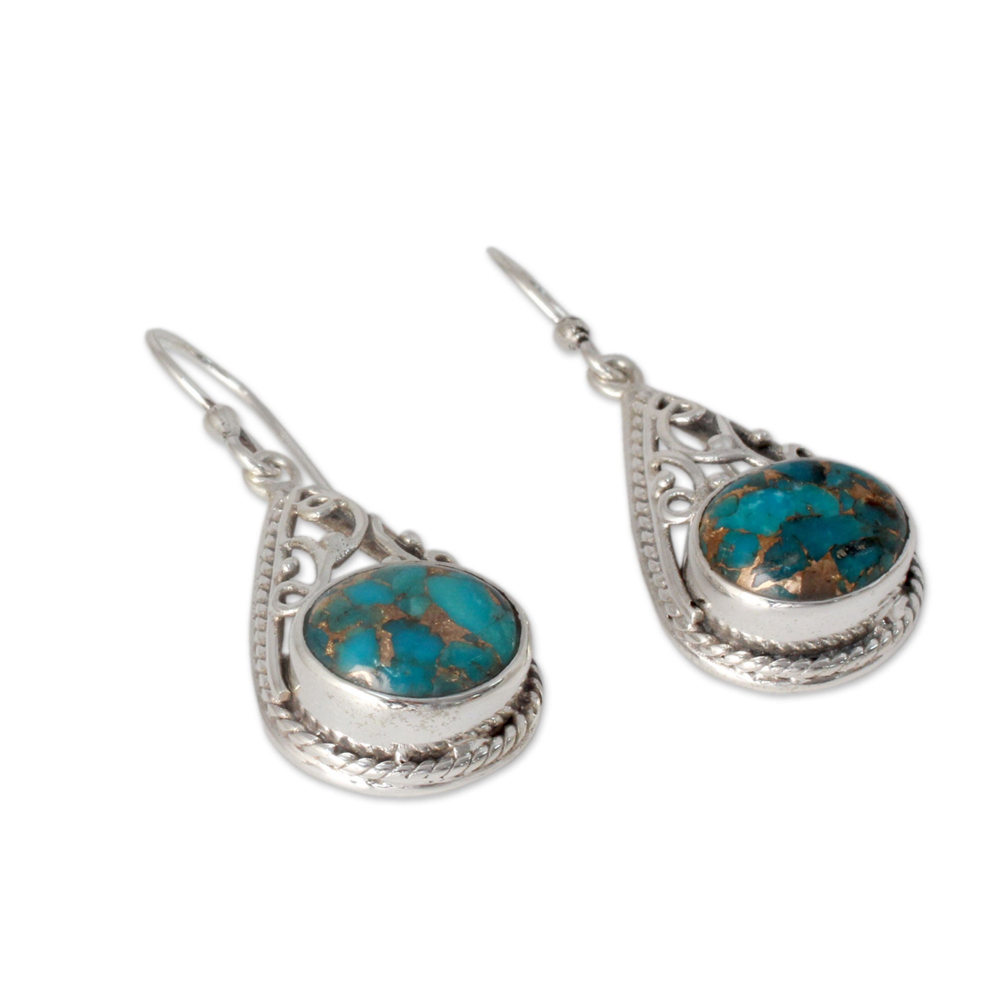 Premium Divine Sky Sterling Silver Dangle Earrings with Turquoise