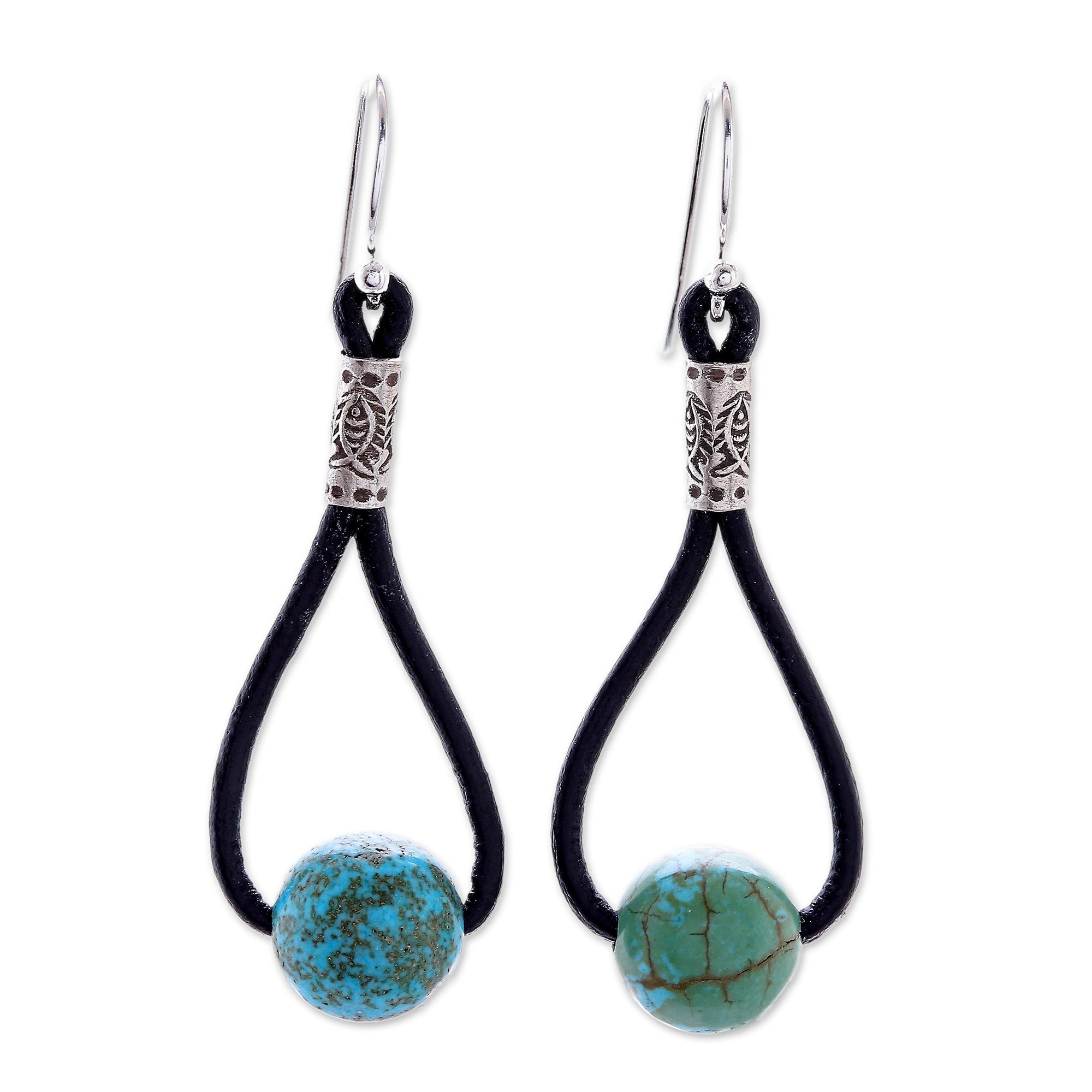 Premium Spring Passion Dangle Earrings – Handcrafted Howlite & Karen Silver with Leather