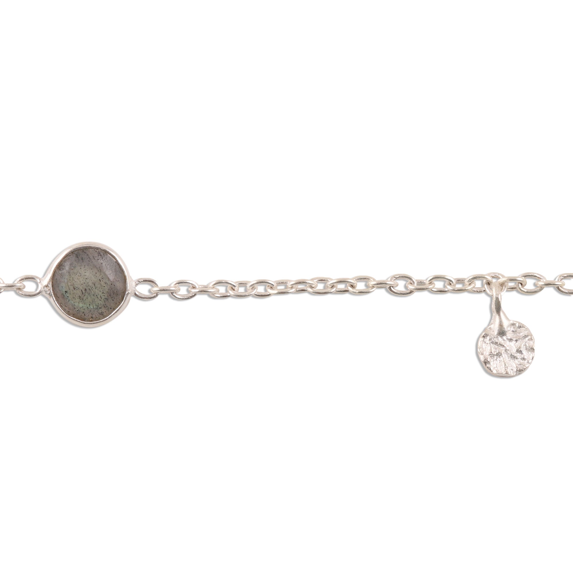 Premium Aurora Borealis Labradorite Charm Bracelet - Handcrafted Sterling Silver Jewelry from India