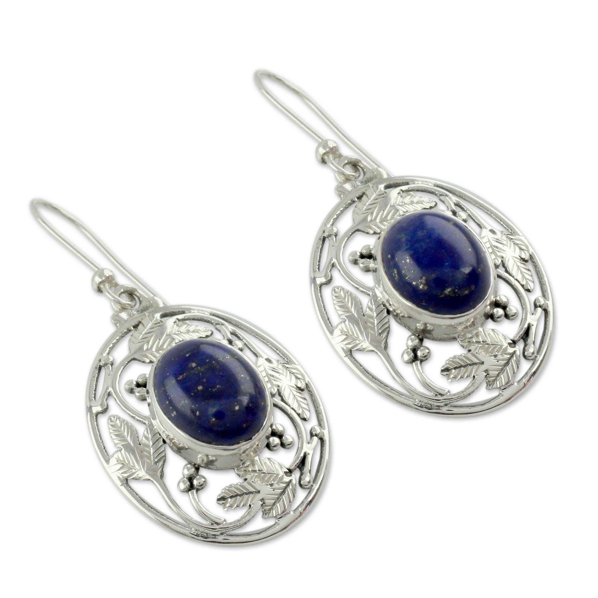 Premium Ocean Avatar Lapis Lazuli Silver Dangle Earrings - Handcrafted Elegance