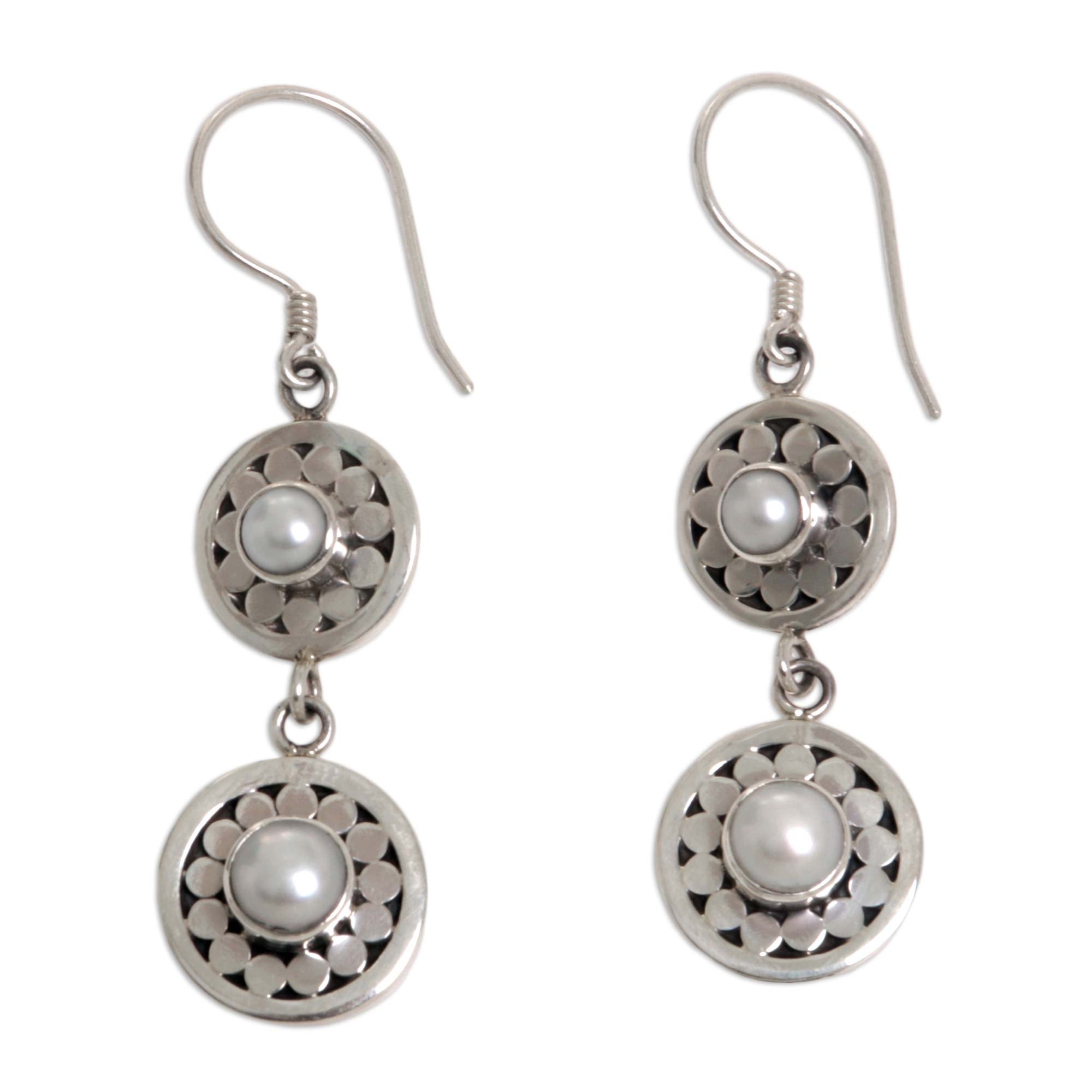 Premium Sunny Days Pearl Drop Earrings - Elegant Sterling Silver Design