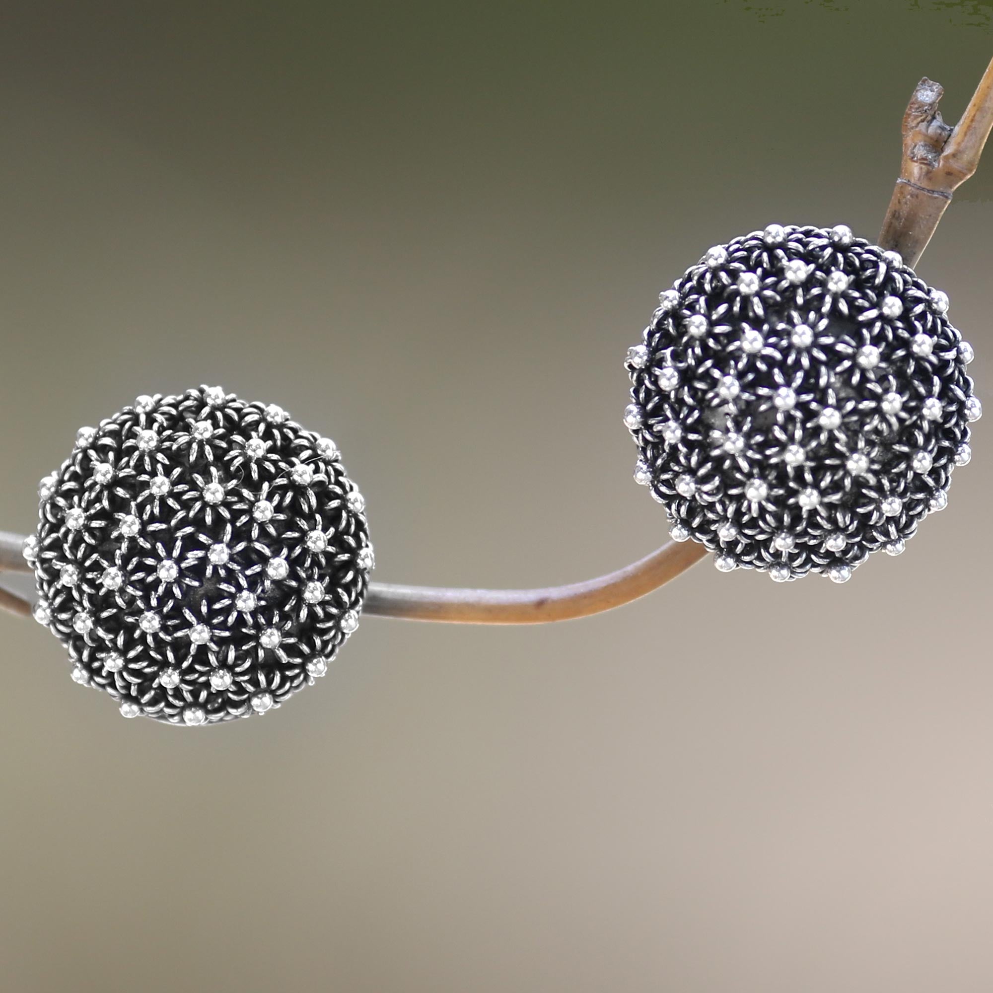 Premium Sanur Coral Sterling Silver Button Earrings – Handcrafted Balinese Jewelry