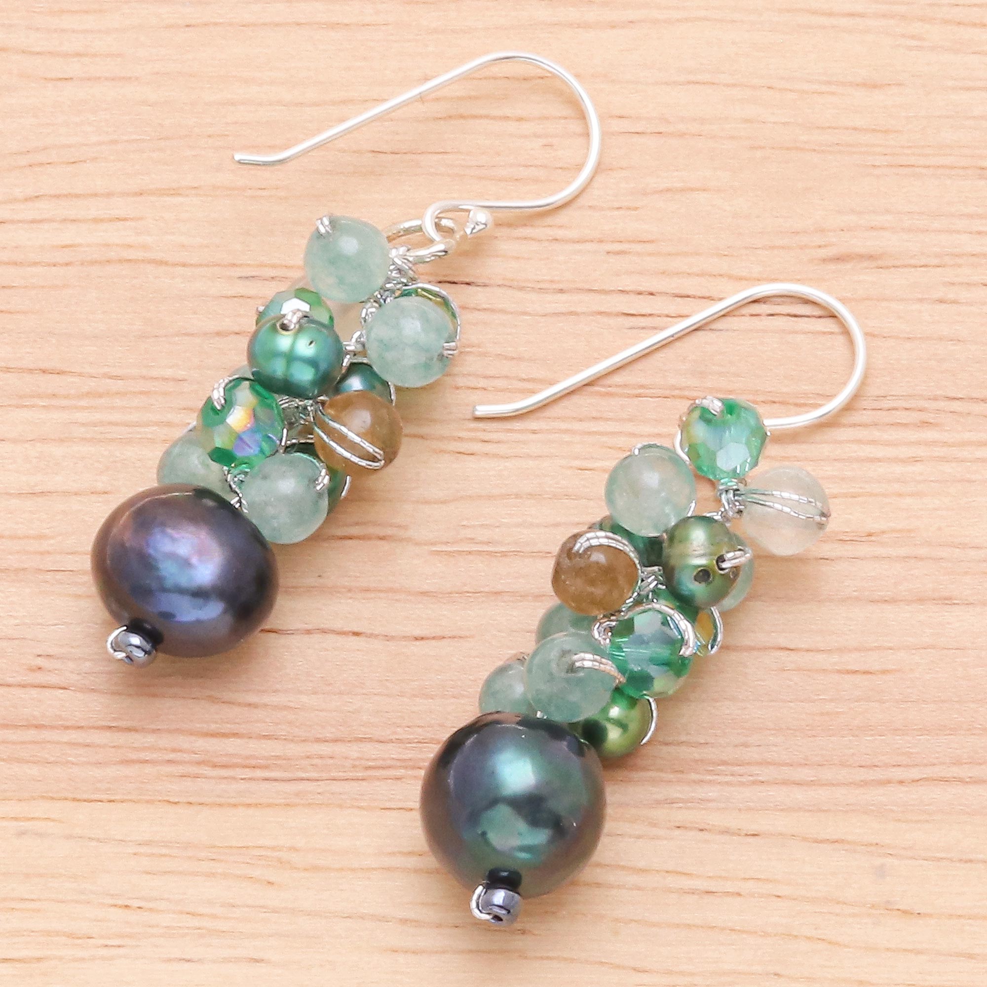 Premium Winter Blue-Green Gemstone Dangle Earrings | Ultimate Elegance