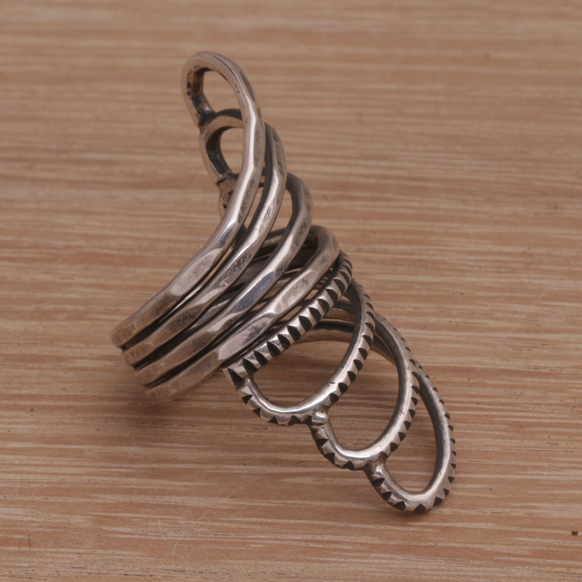 Premium Opposing Forces Wide Sterling Silver Cocktail Ring - Mixed Finish