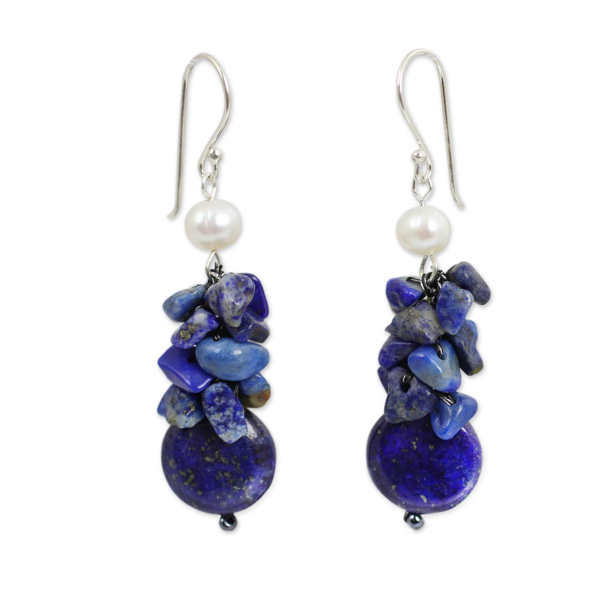 Premium Handcrafted Lapis Lazuli & Pearl Earrings