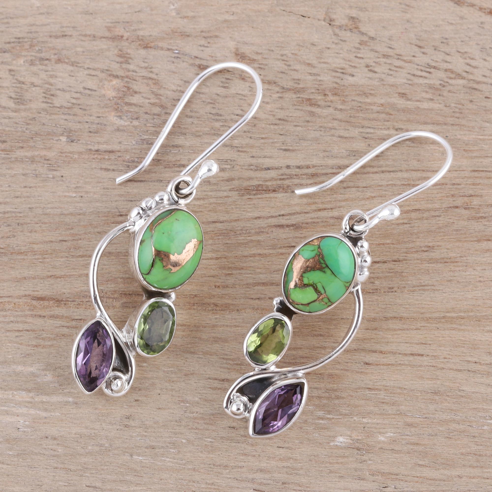 Premium Multi-Gemstone Dangle Earrings | Handcrafted Sterling Silver Jewelry