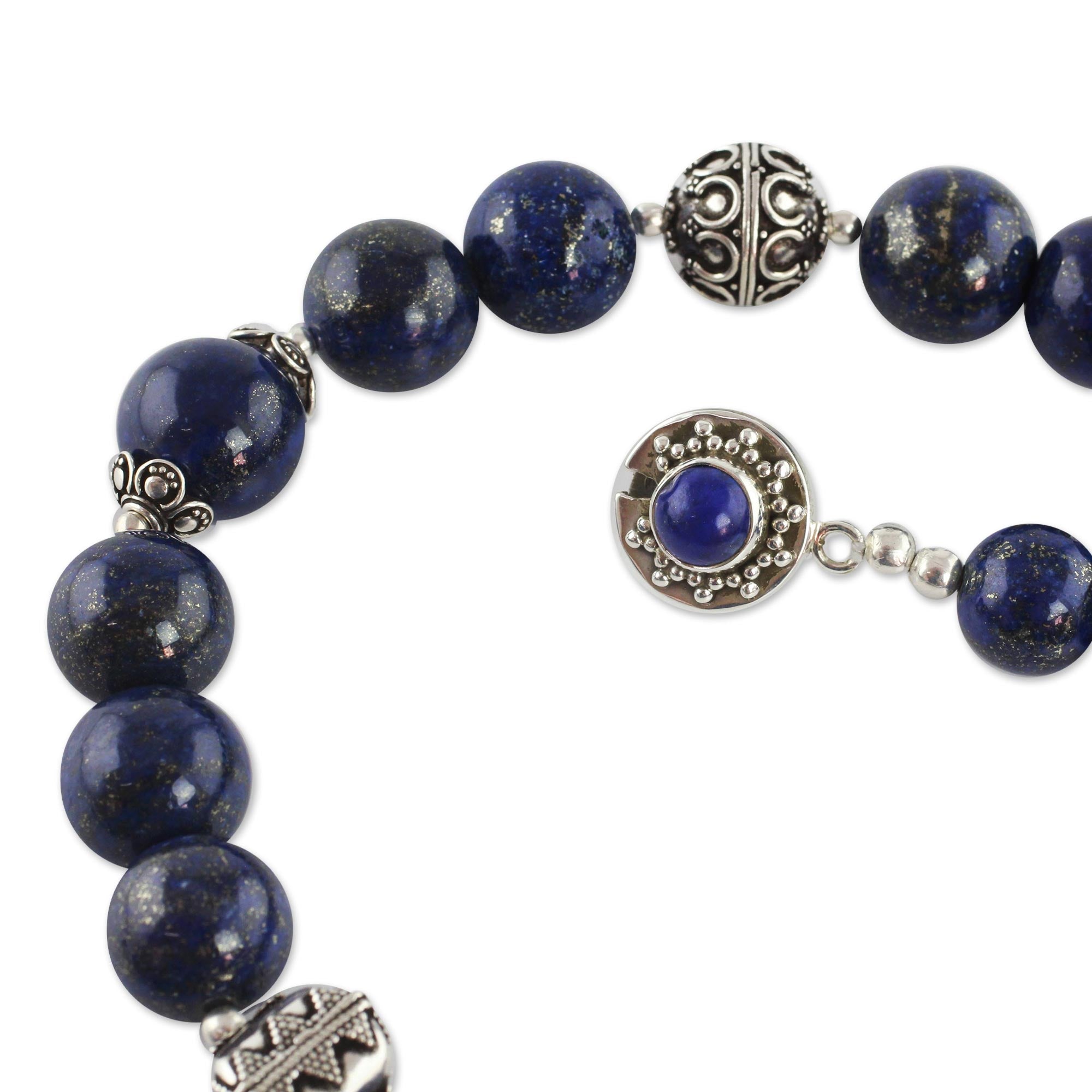 Premium Handmade Lapis Lazuli & Sterling Silver Beaded Necklace