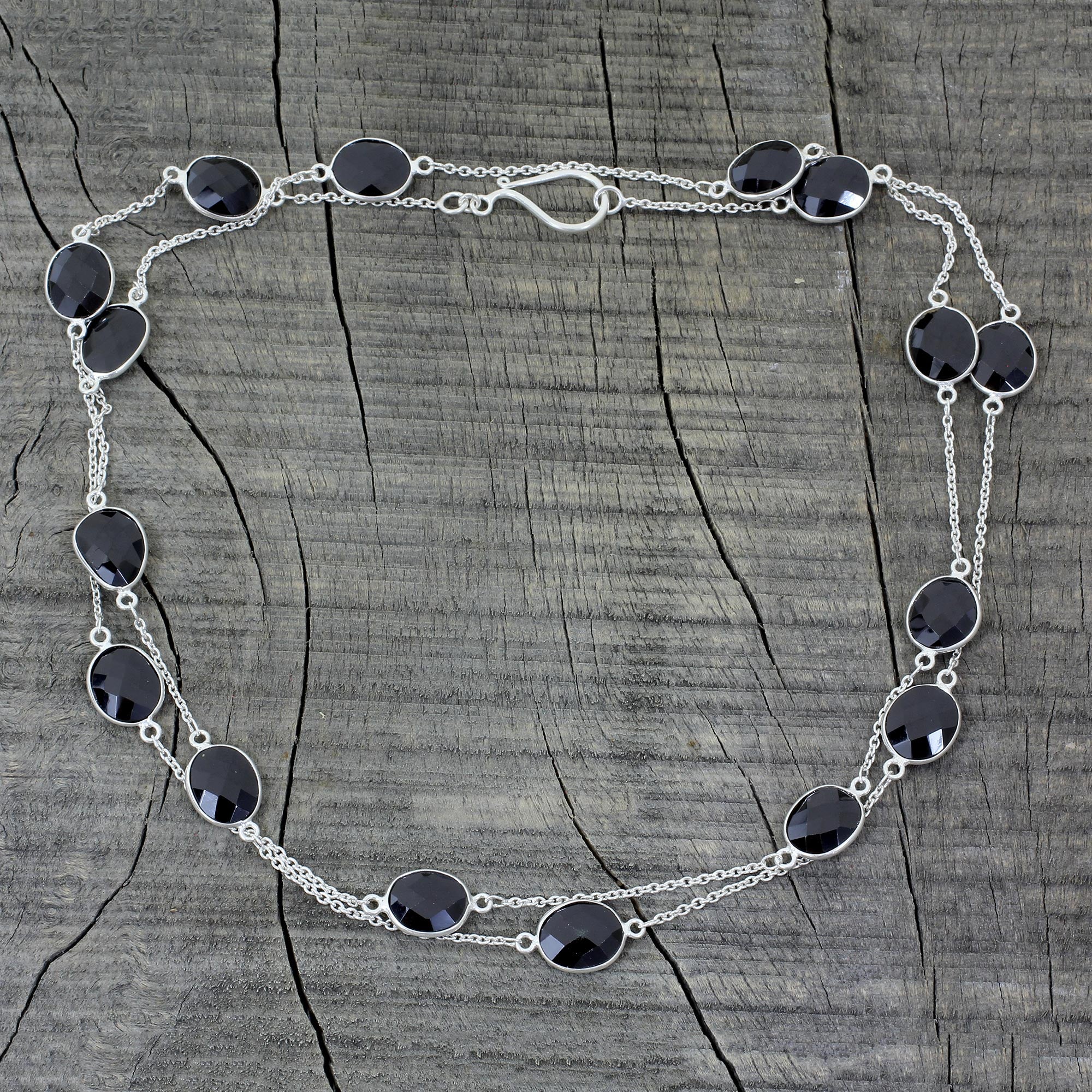 Premium Duduma Majesty Onyx & Silver Necklace - Handcrafted Elegance