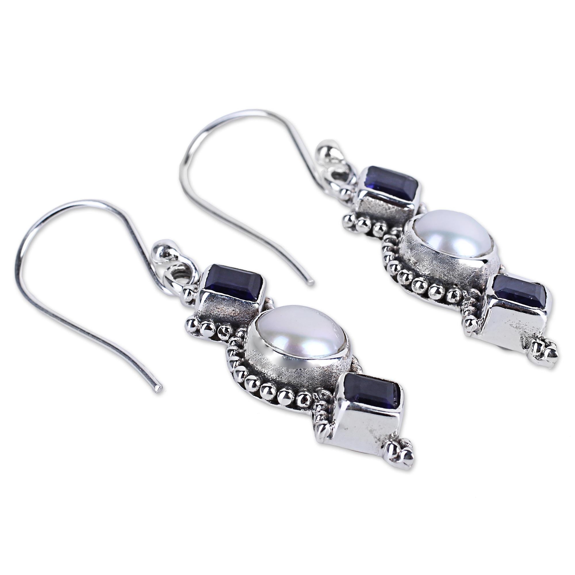 Premium Lunar Allure Silver Dangle Earrings - Elegant Handmade Jewelry