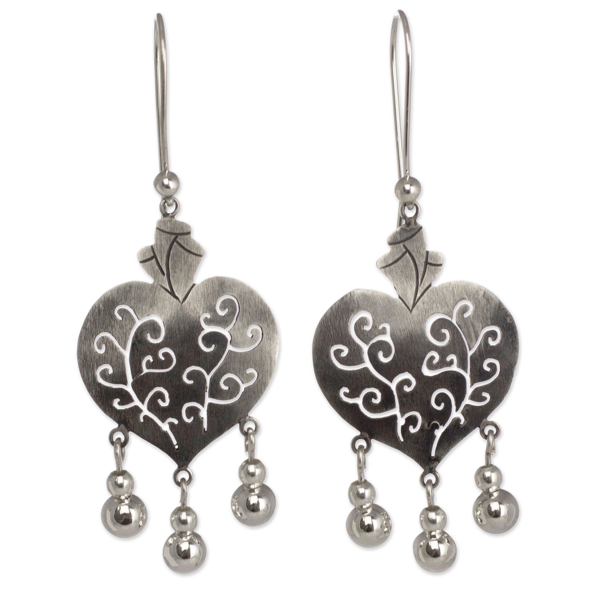 Premium Heart Artisan Earrings - Handcrafted Taxco Sterling Silver Jewelry