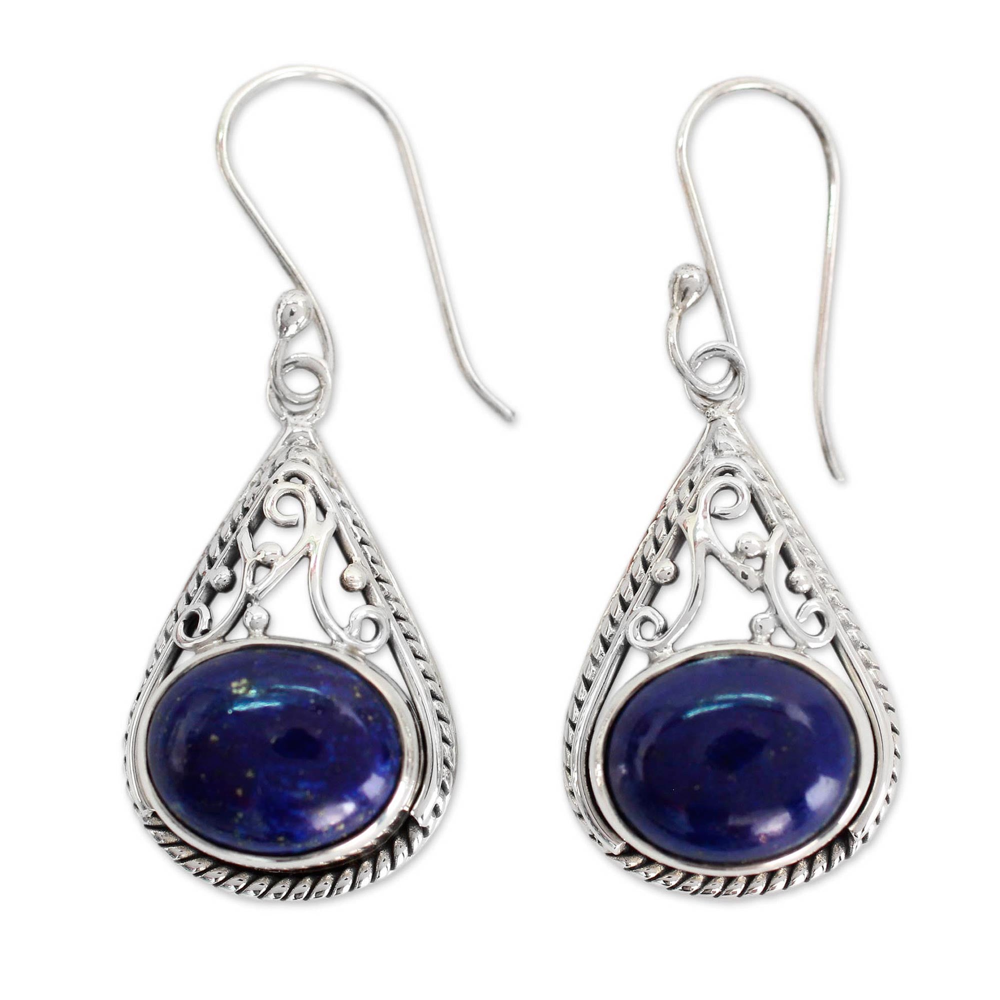 Premium Royal Grandeur Fair Trade Lapis Lazuli Sterling Silver Earrings