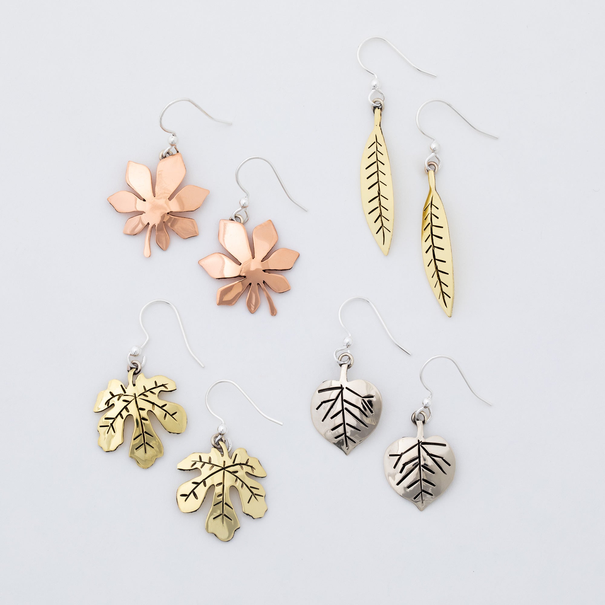 Premium Mixed Metal Falling Leaf Earrings - Ultimate Nature-Inspired Jewelry