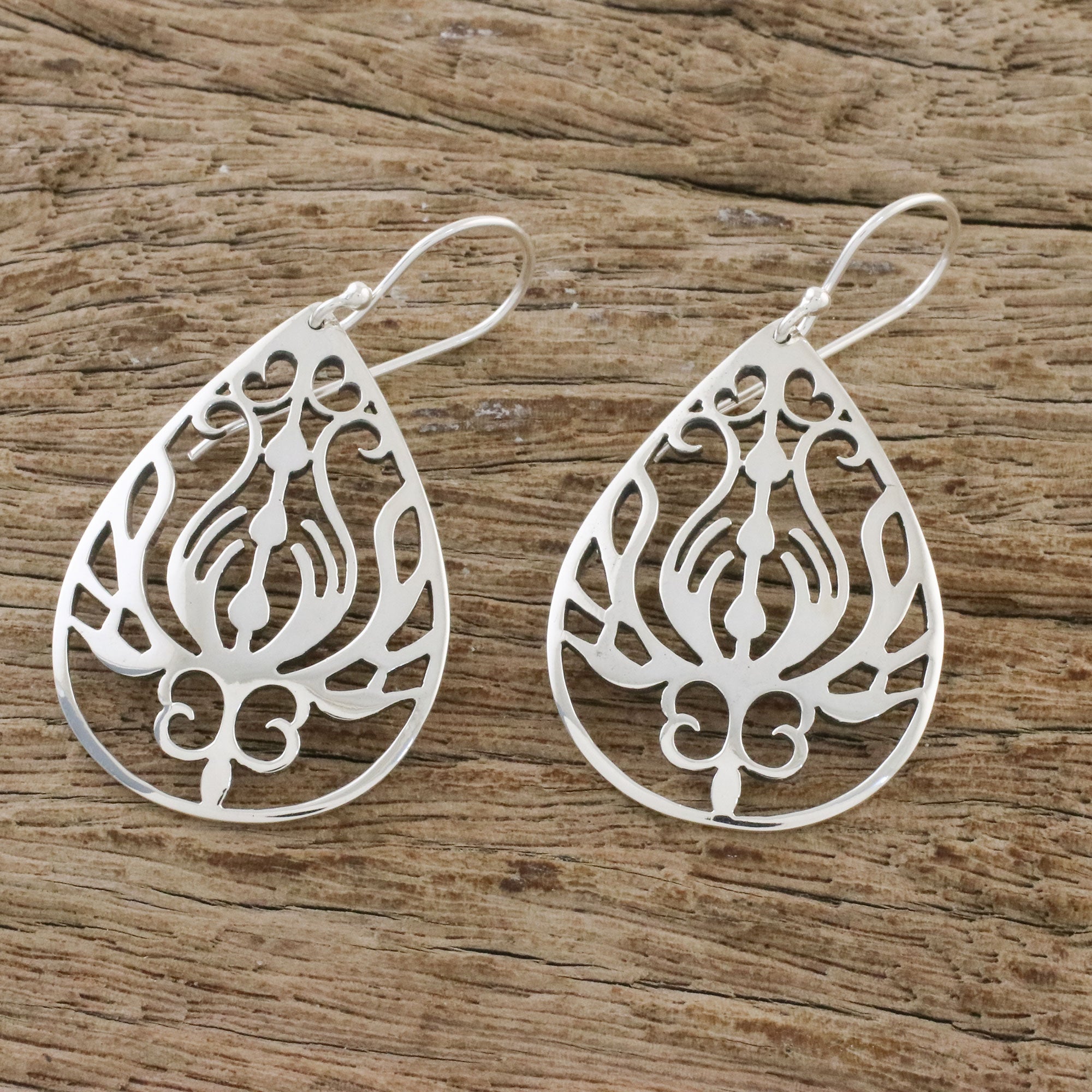 Premium Life Grows Openwork Sterling Silver Dangle Earrings – Handcrafted in Thailand