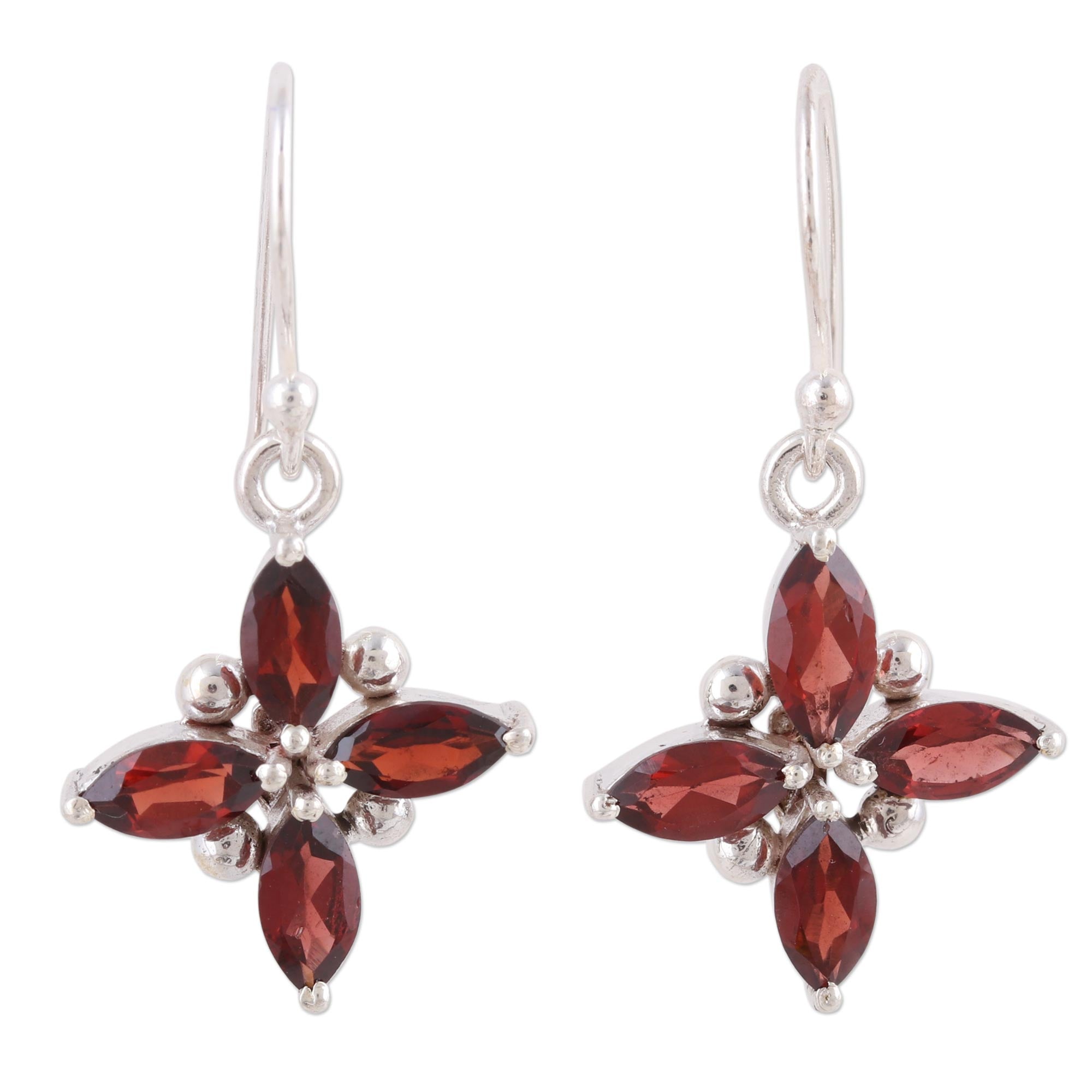 Premium Twinkling Scarlet Garnet Earrings – Rhodium Plated Sterling Silver