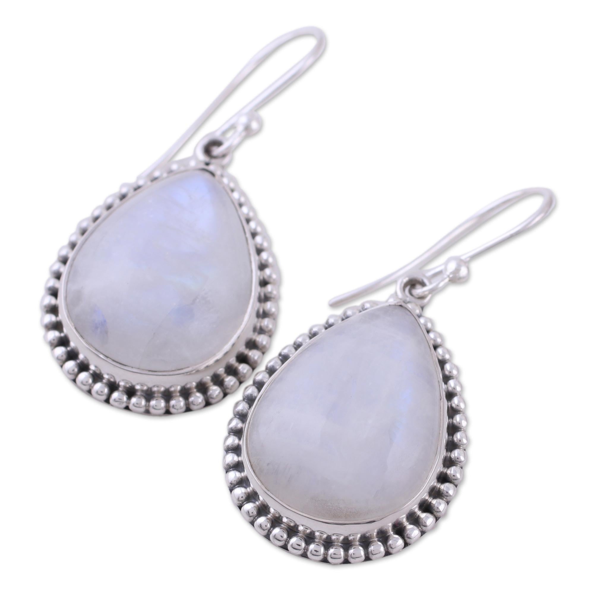 Premium Mystical Charm Rainbow Moonstone Earrings – Handcrafted Sterling Silver Jewelry