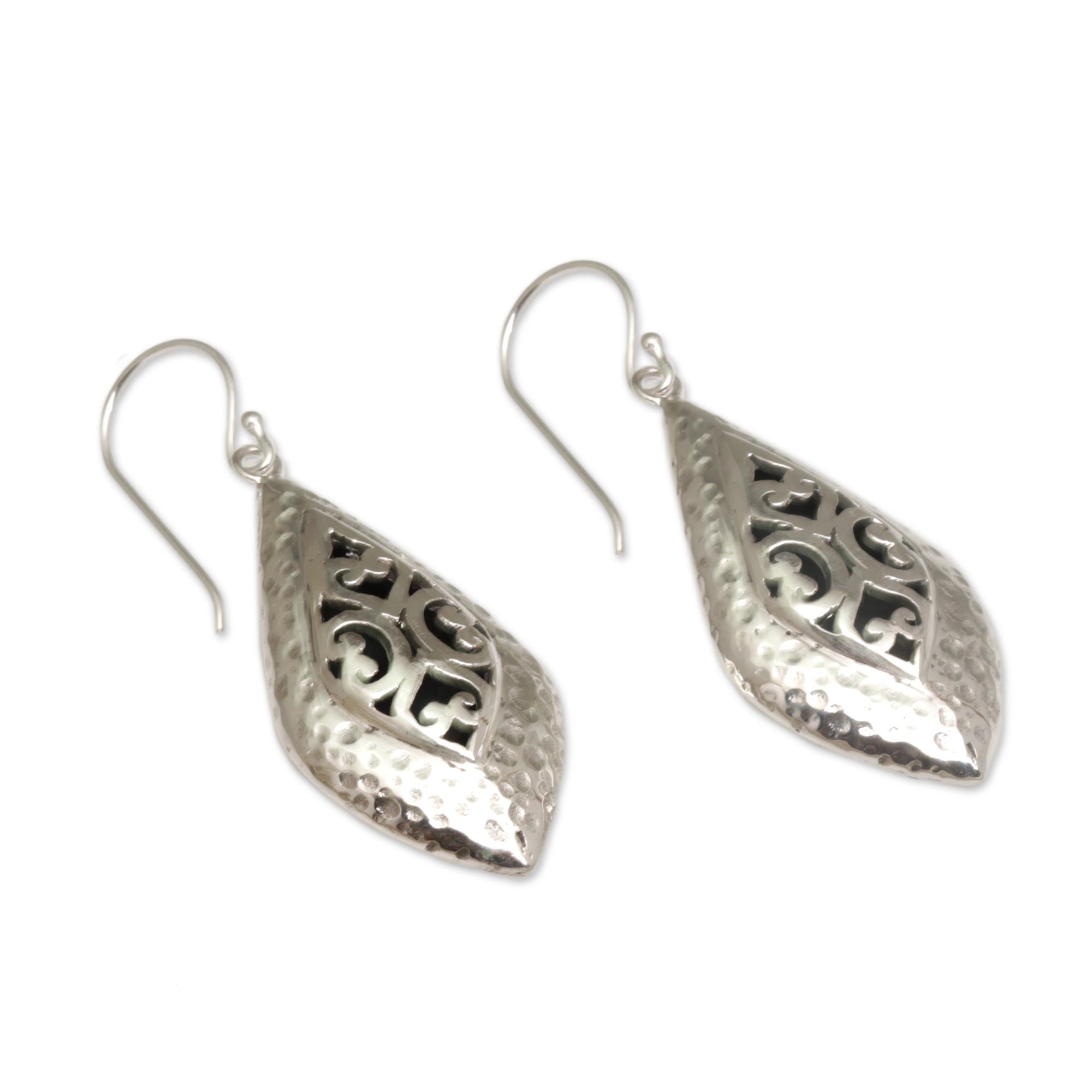 Premium Bali Sterling Silver Openwork Dangle Earrings - Ultimate Elegance