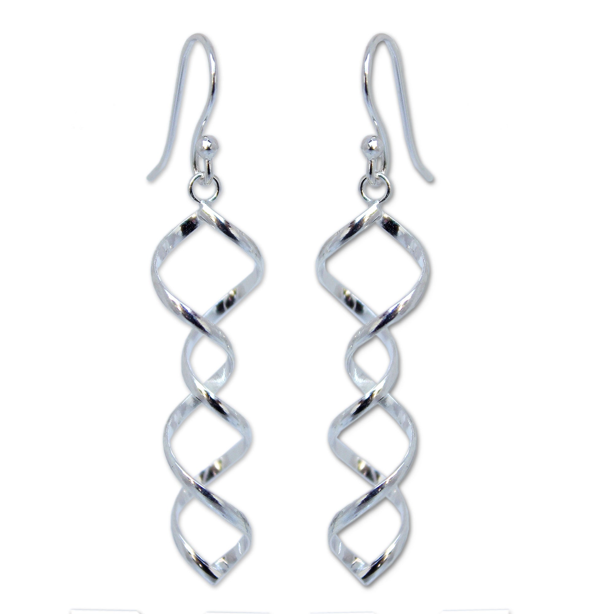 Premium Songkran Joy Silver Spiral Dangle Earrings - Modern Elegance