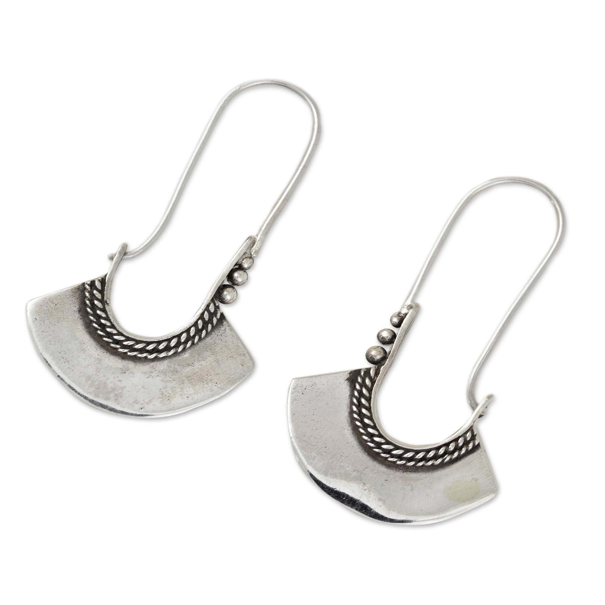 Premium Hollow Bell Sterling Silver Hoop Earrings - Handmade Elegance