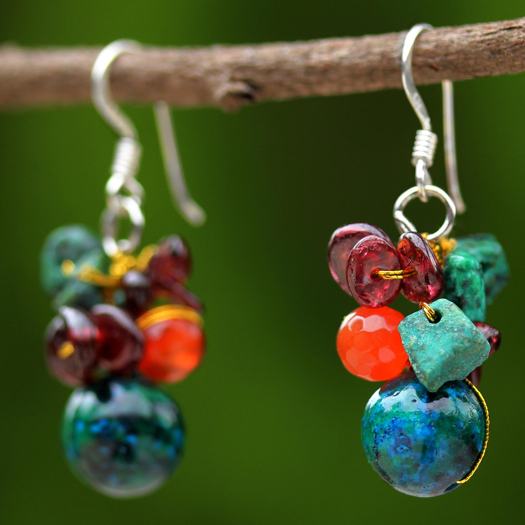 Premium Tropical Oasis Multi-Gemstone Earrings - Handcrafted Elegance