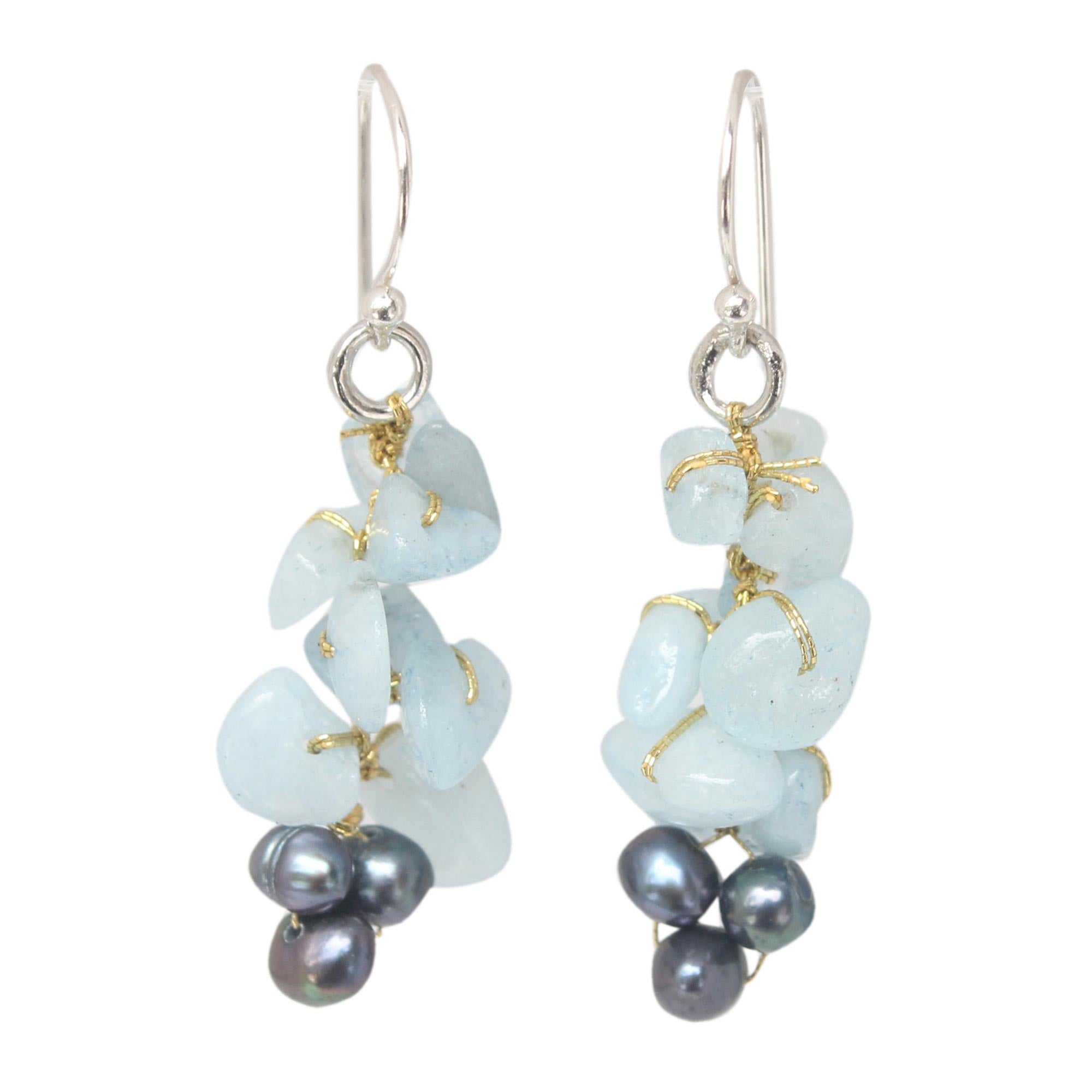 Premium Aquamarine Beaded Earrings – Ultimate Elegance