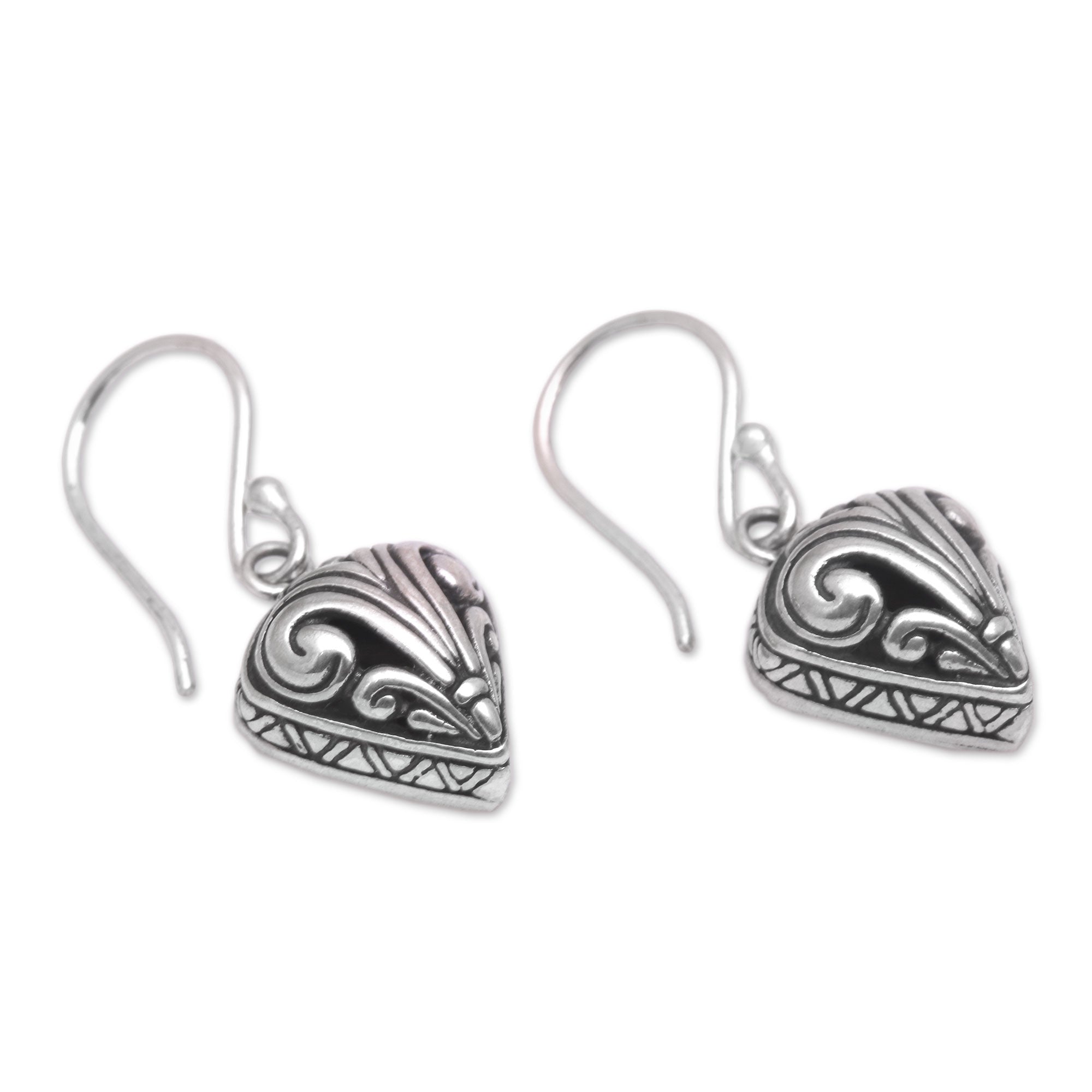 Premium Sterling Silver Swirl Dangle Earrings – Handcrafted in Bali