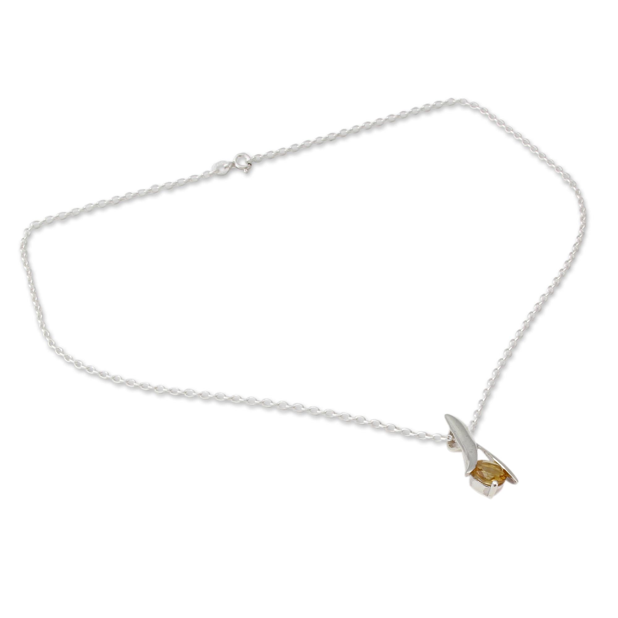 Premium Chennai Sun Citrine Necklace - Sterling Silver Modern Jewelry