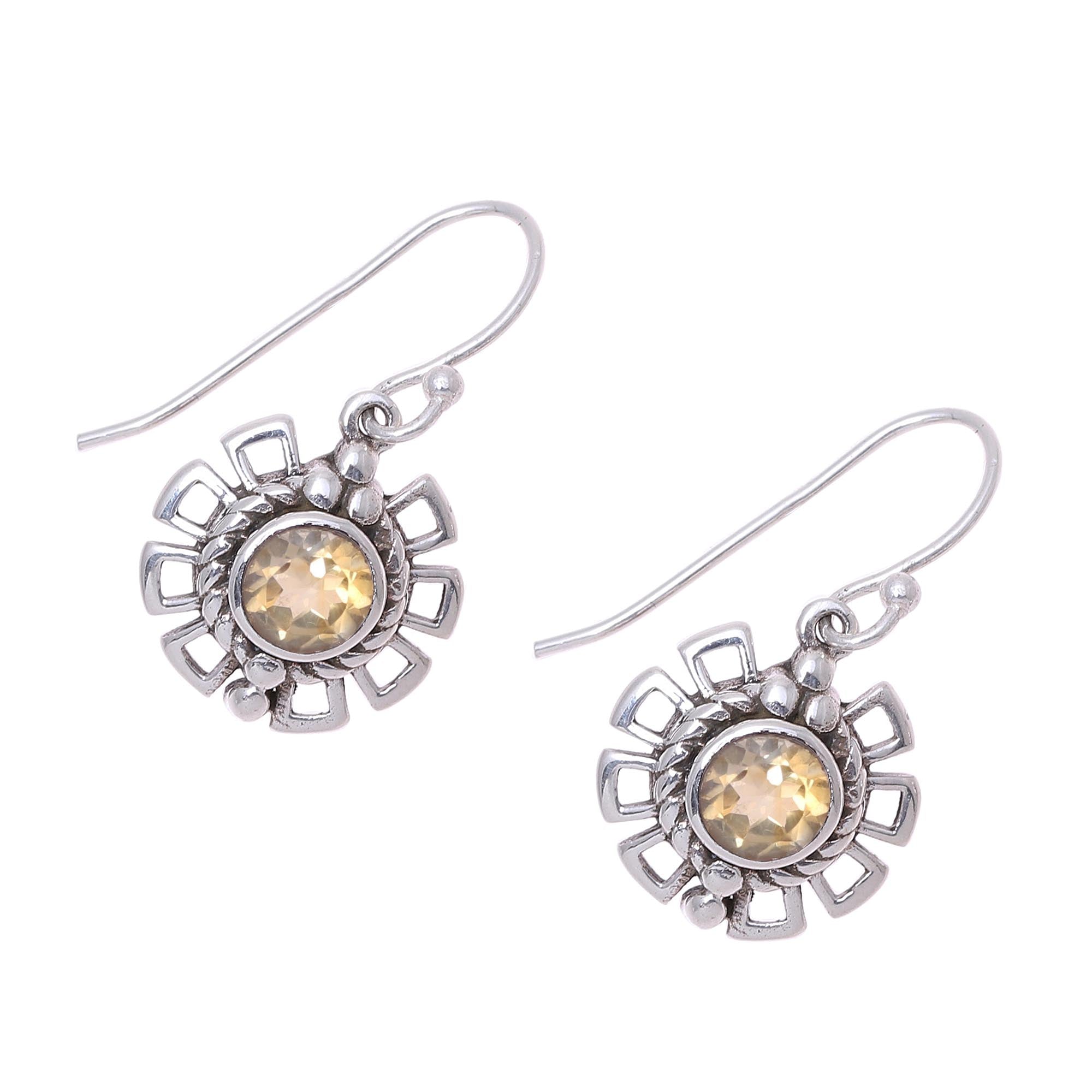 Premium Gleaming Citrine Dangle Earrings - Handcrafted in India