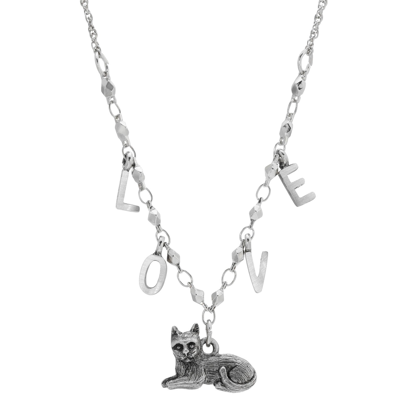 Premium 1928 Jewelry® Silver & Pewter Cat Pendant Necklace - 16