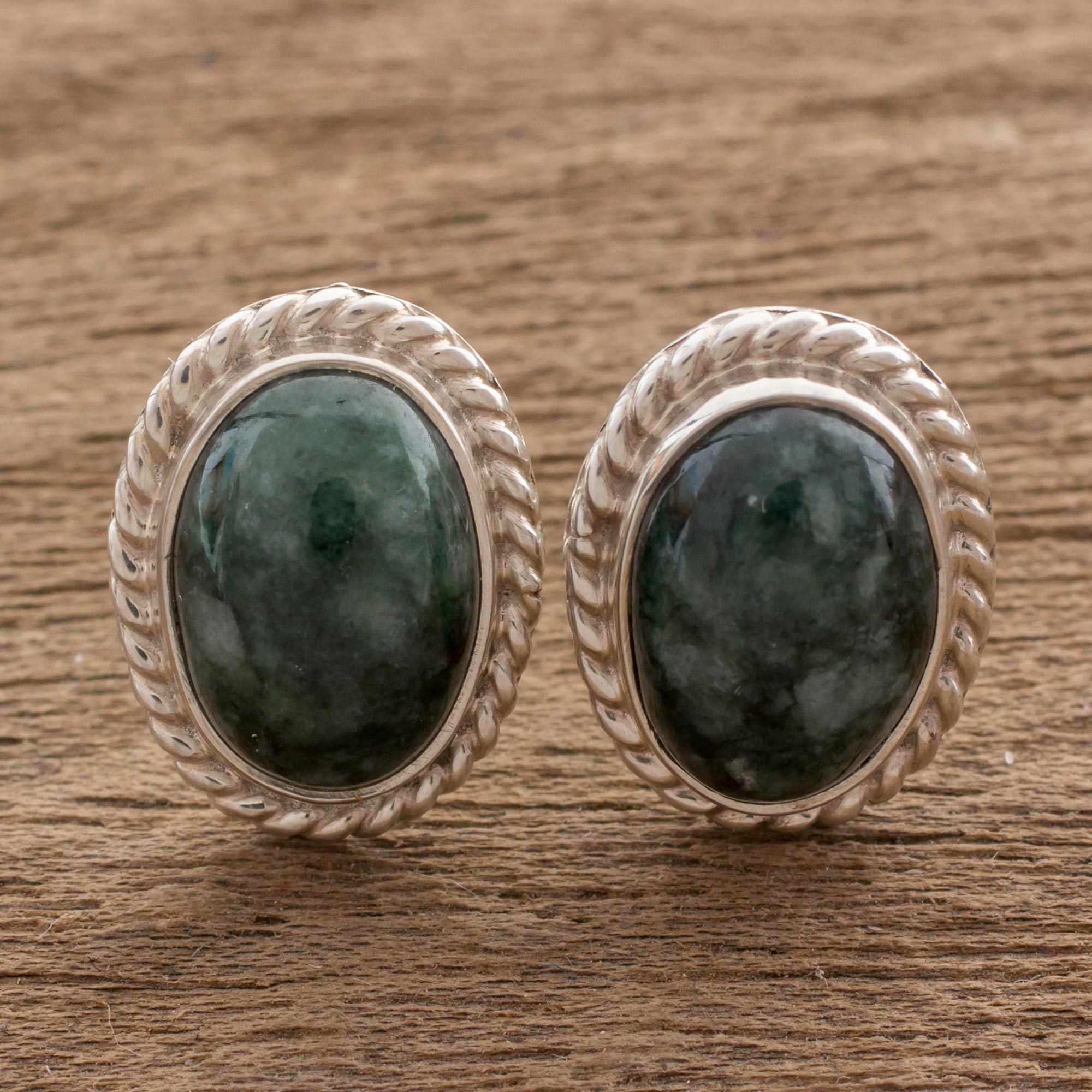 Premium Dark Mystique Jade Button Earrings - Handcrafted Elegance