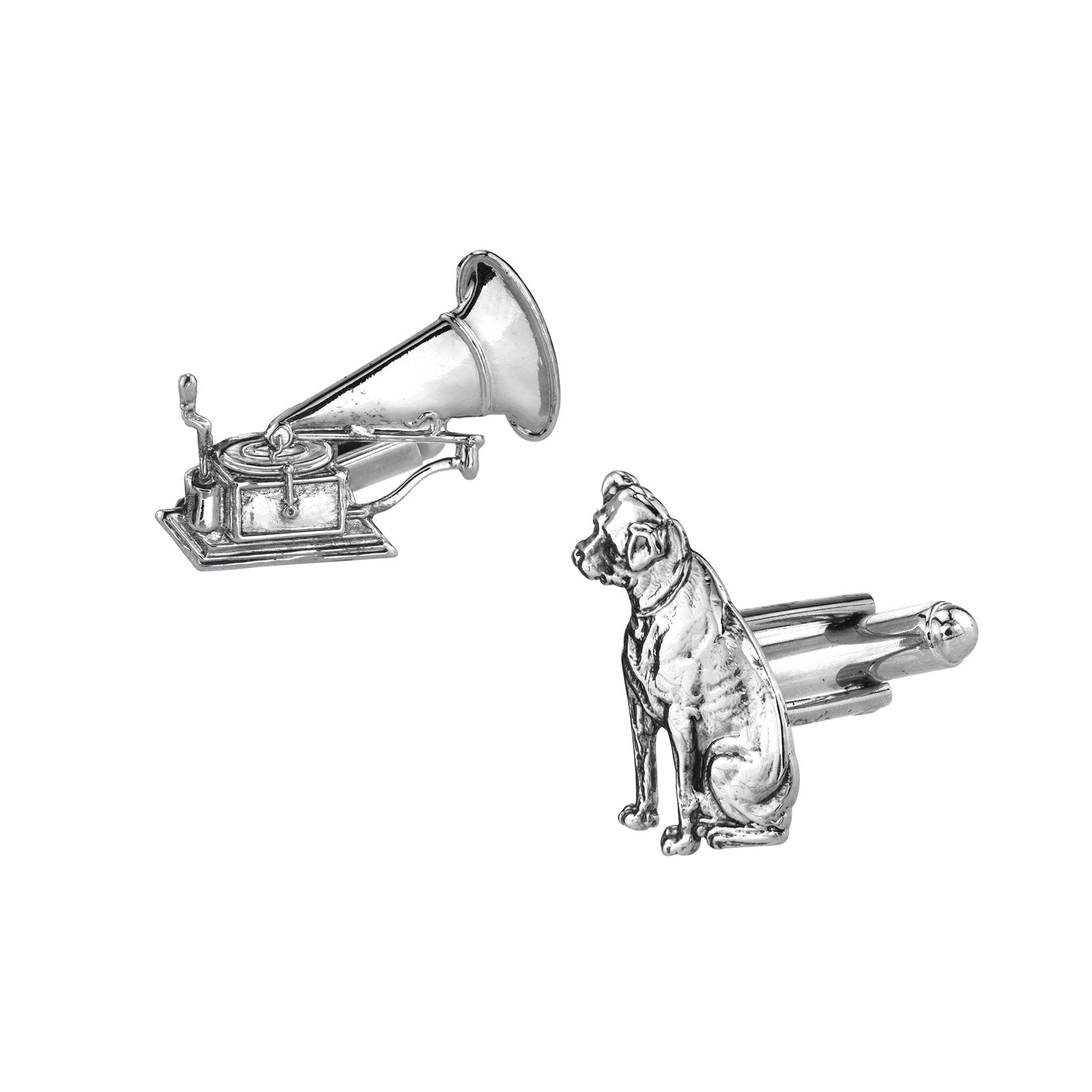 Ultimate Vintage Collection: 1928 Jewelry® Silver-Tone Dog & Phonograph Cufflinks