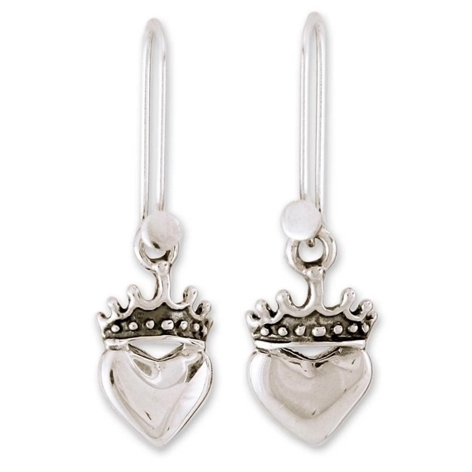 Premium Taxco Sterling Silver Love Coronation Dangle Earrings