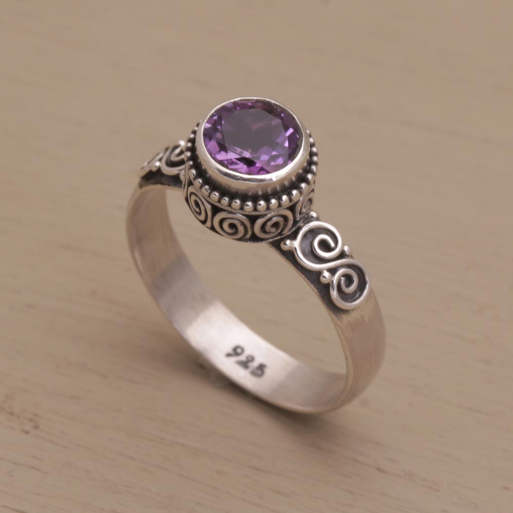 Premium Amethyst Crown Ring - Handcrafted Sterling Silver Jewelry