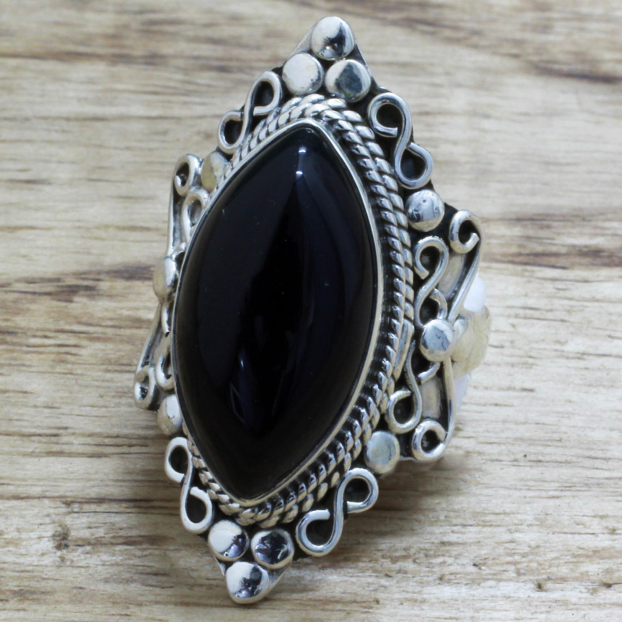 Premium Midnight Gaze Sterling Silver & Onyx Ring